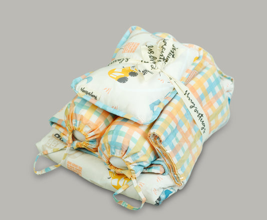 CRANE AND CHECK PRINT COT SET