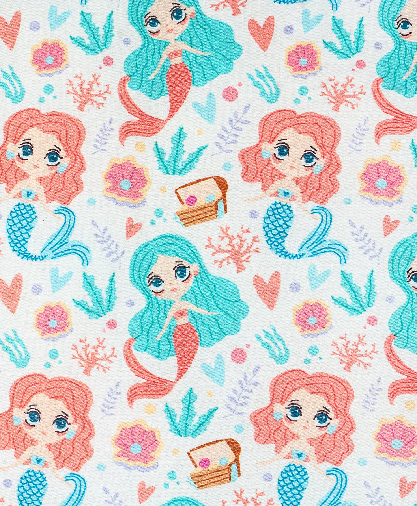 MERMAID PRINT AC QUILT WITH HEART PRINT LINING.