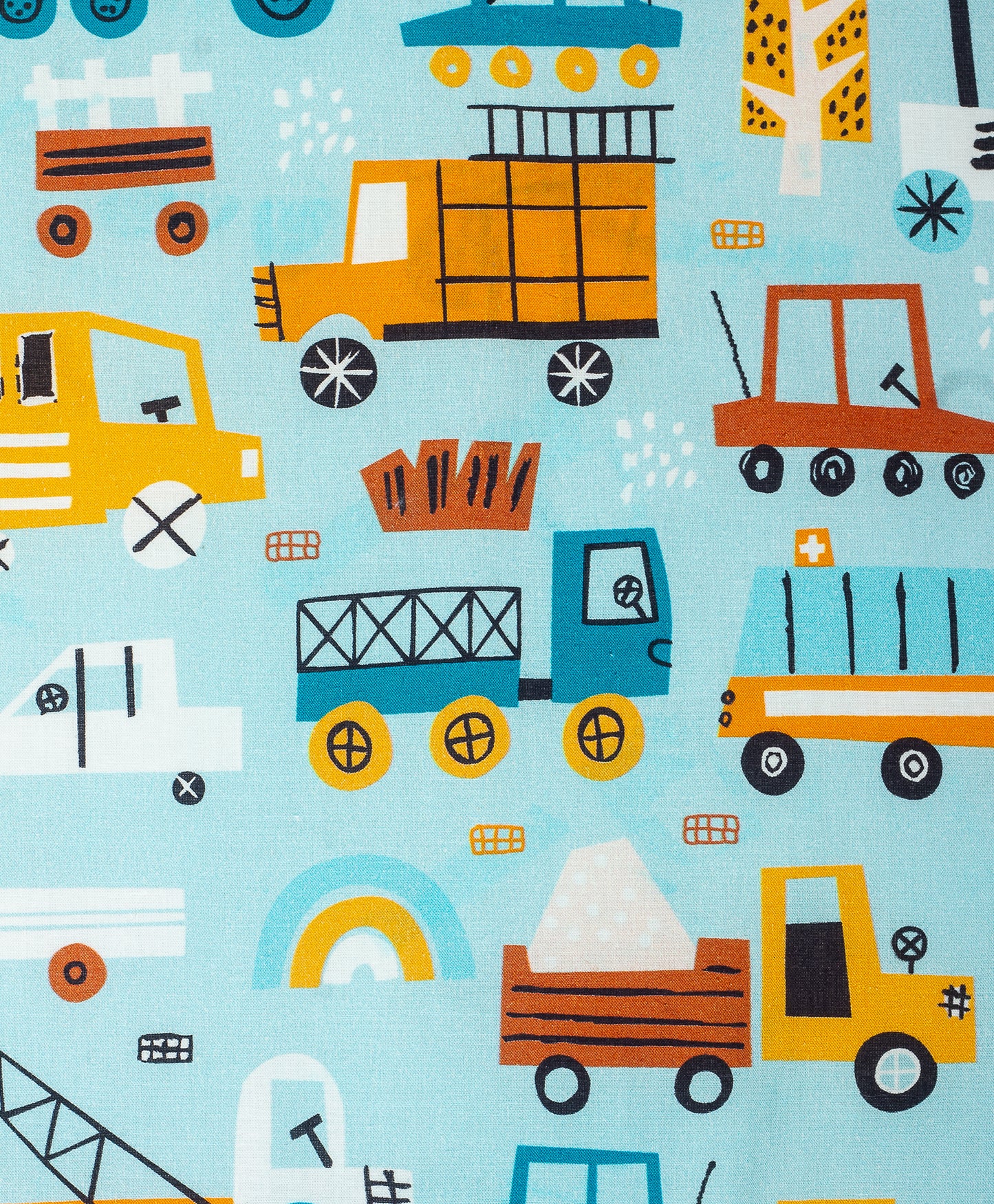 VEHICLE PRINT AC QUILT WITH STRIPE PRINT LINING.