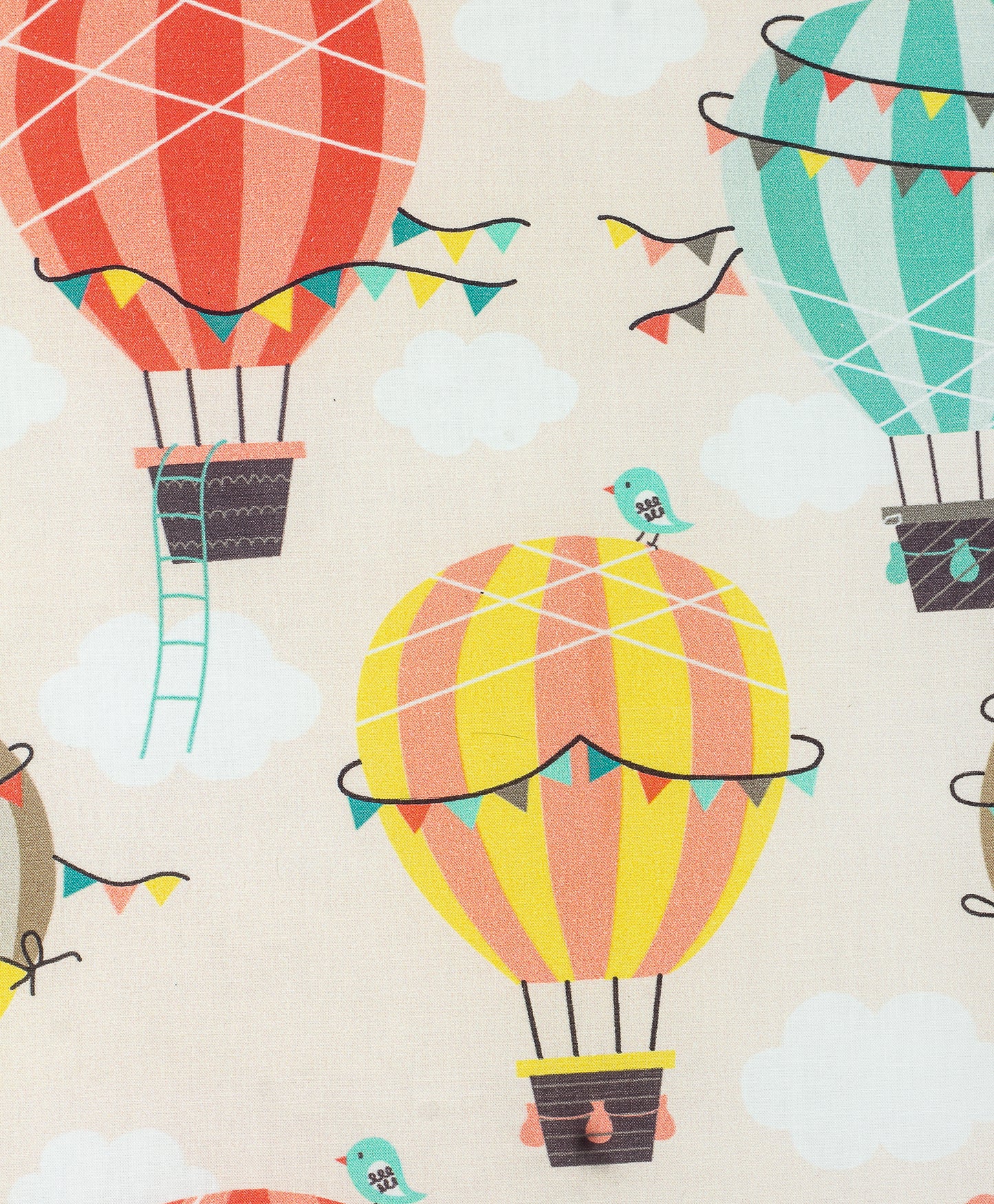 HOT AIR BALLOON PRINT AC QUILT WITH DOT PRINT LINING.