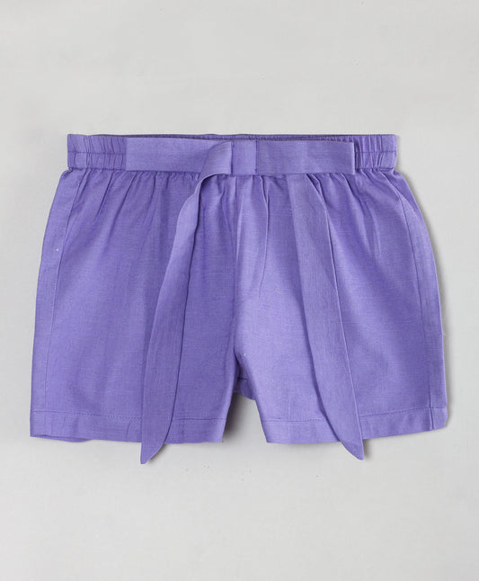 PURPLE SHORTS WITH BOW TIE UP AT WAIST