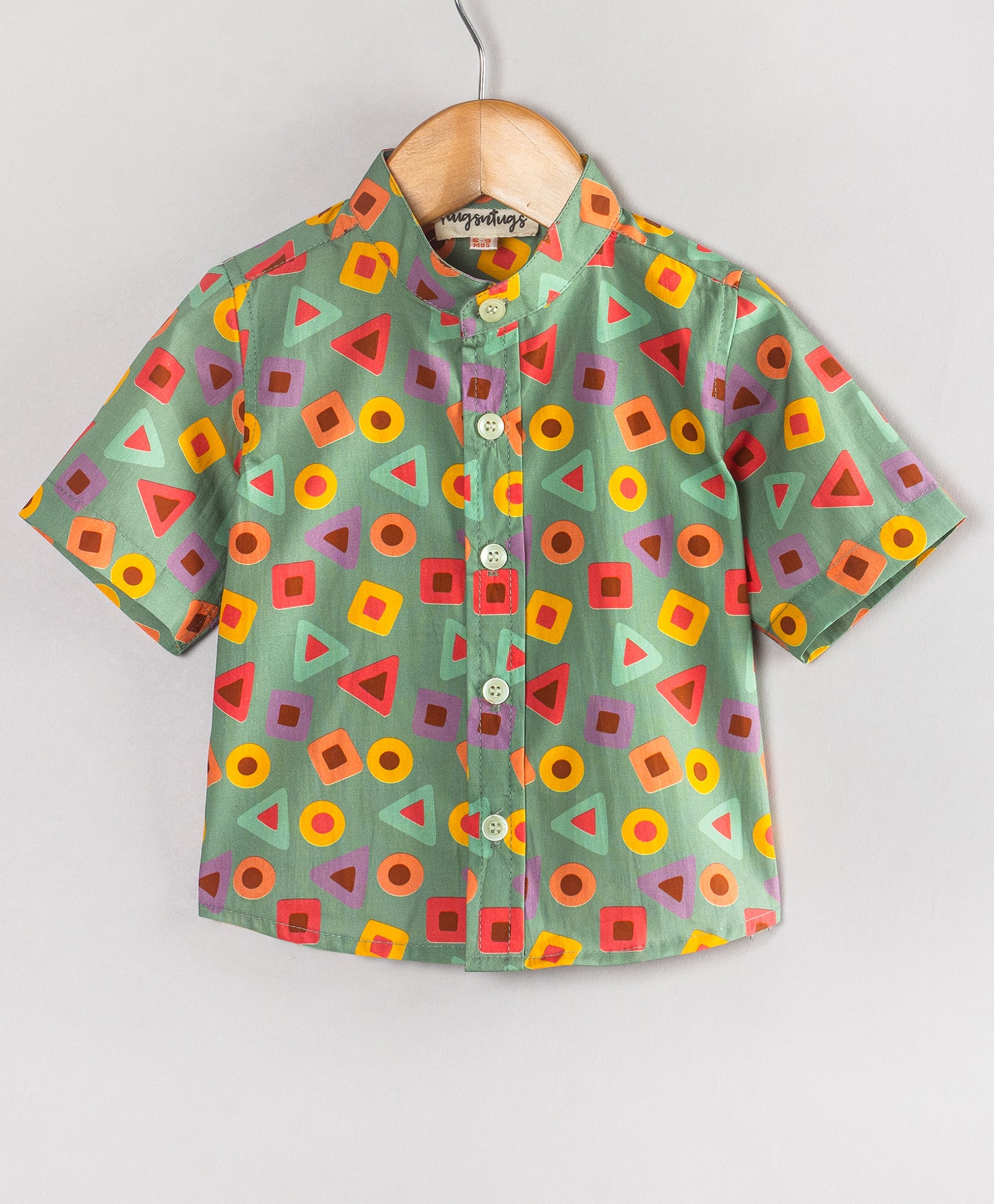 GREEN GEOMETRIC PRINT INFANT SHORTS SET