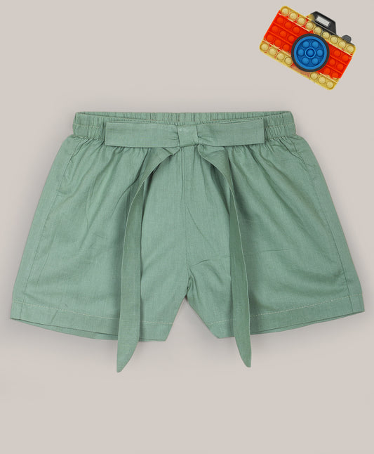SAGE GREEN SHORTS WITH BOW TIE UP AT WAIST