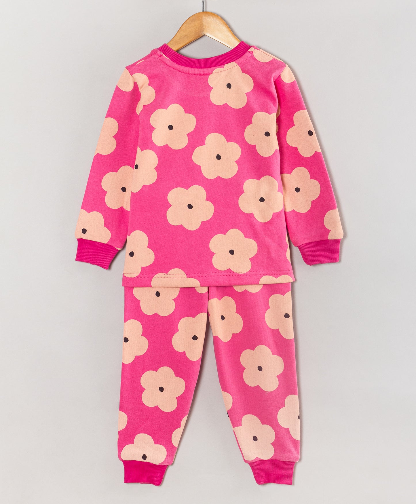 PINK BIG FLOWER PRINT TRACKSUIT