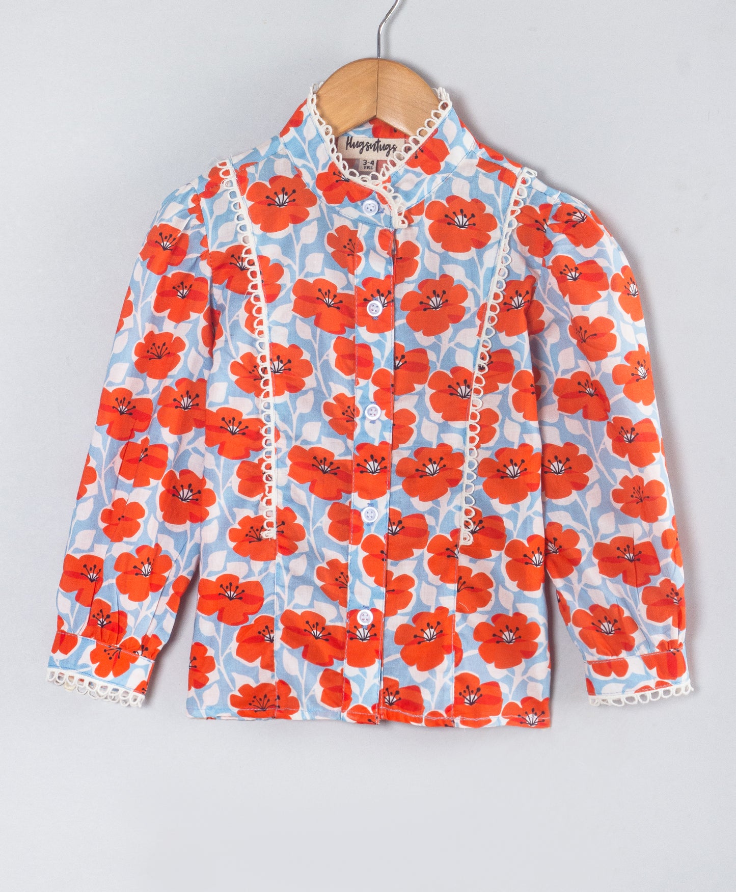 RED FLOWER PRINT TOP WITH FULL SLEEVES