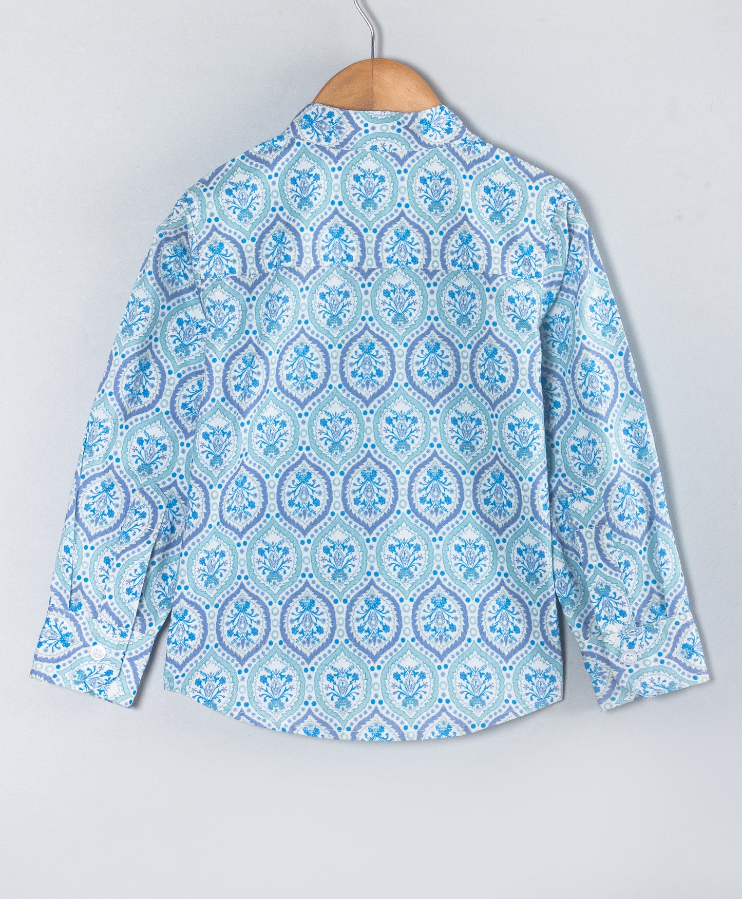 BLUE MOROCCAN TILE PRINT BOYS SHIRT