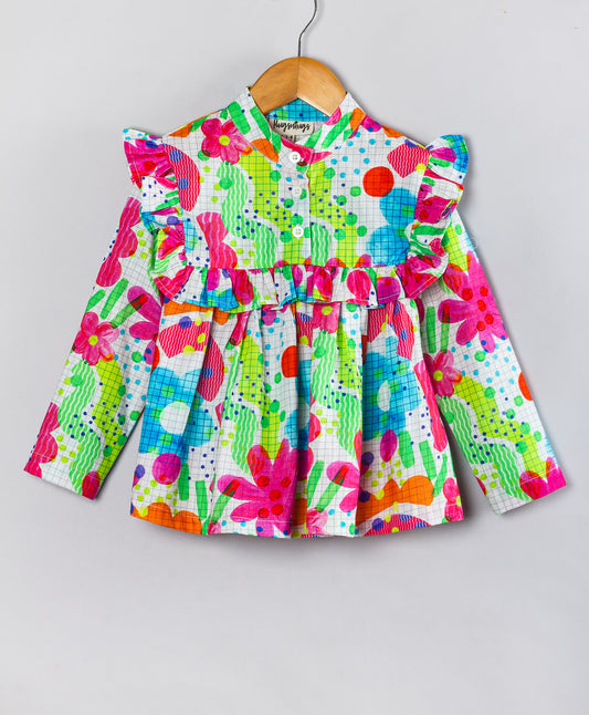 FLORAL CHECK PRINT TOP