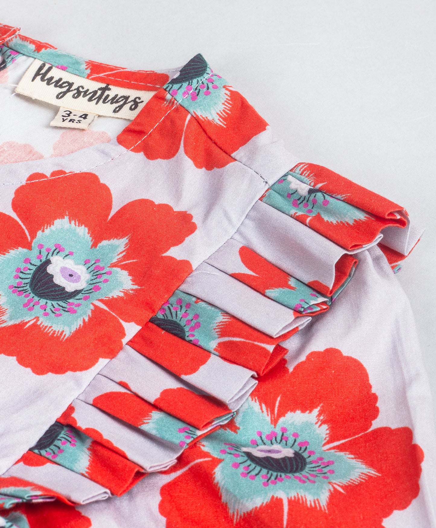 ALL OVER RED FLOWER PRINT DRESS WITH A BOW AT WAIST