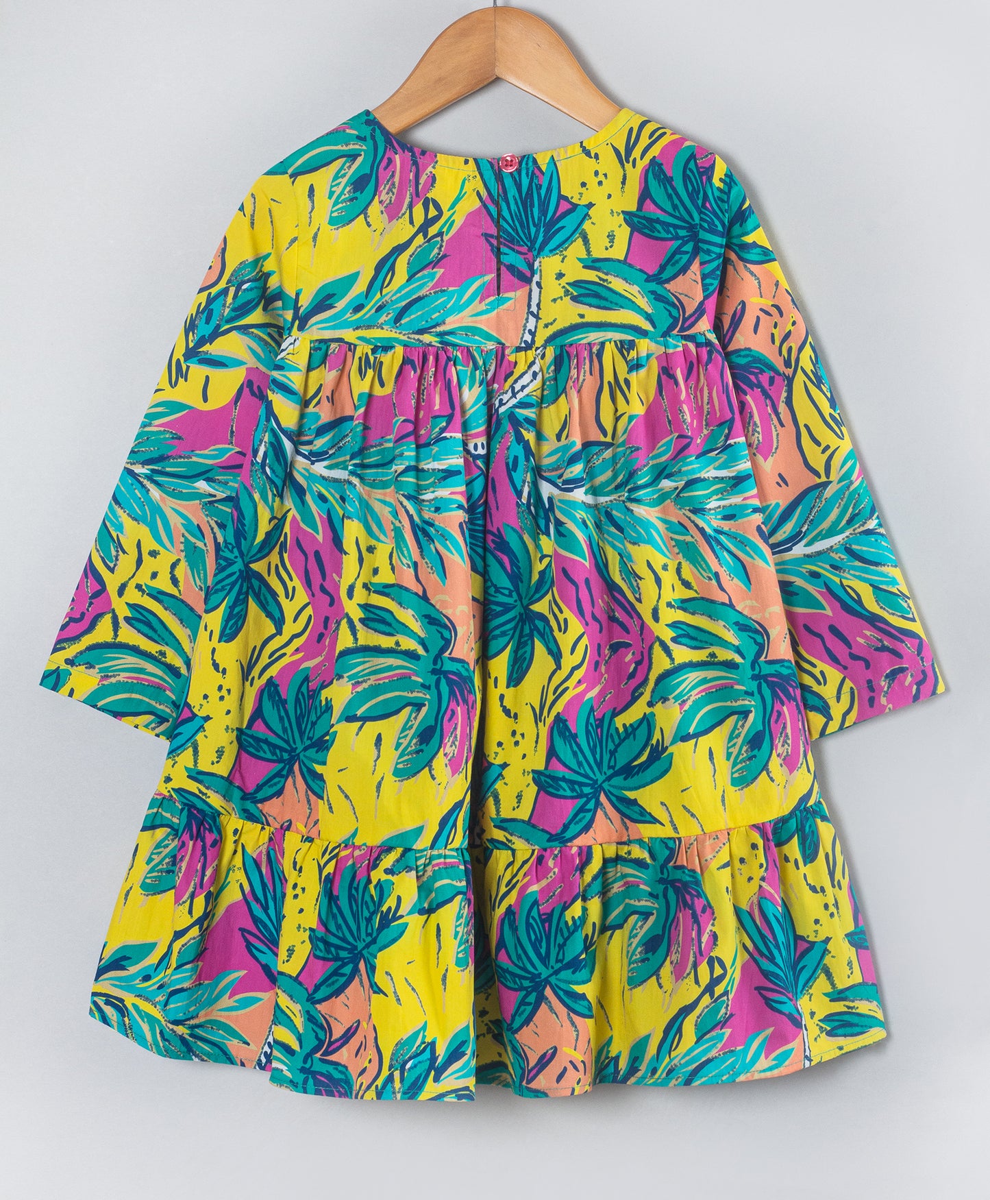 MULTI COLOR ALL OVER LEAVES PRINT DRESS