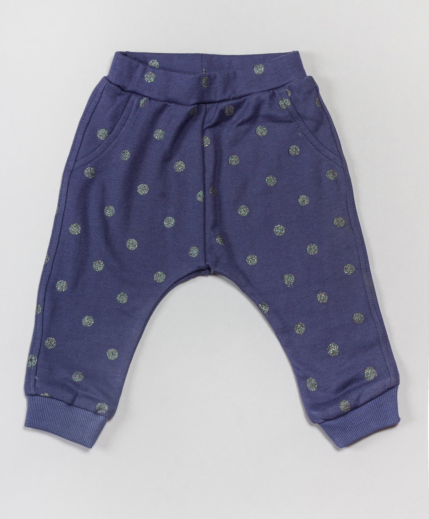 NAVY SHINEY DOT ROMPER AND PJ SET