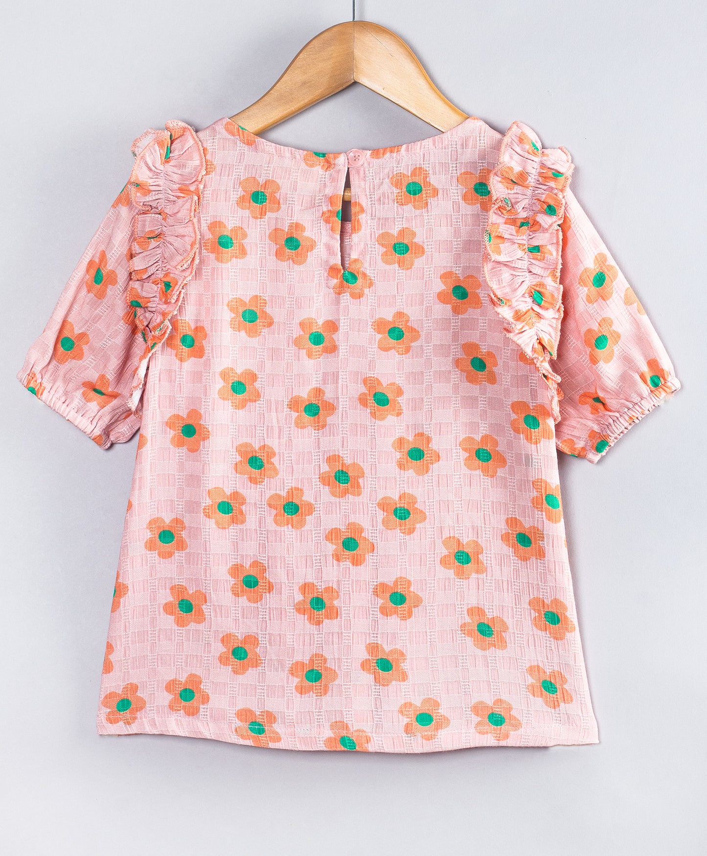PASTEL PINK TOP WITH ORANGE FLOWERS TOP