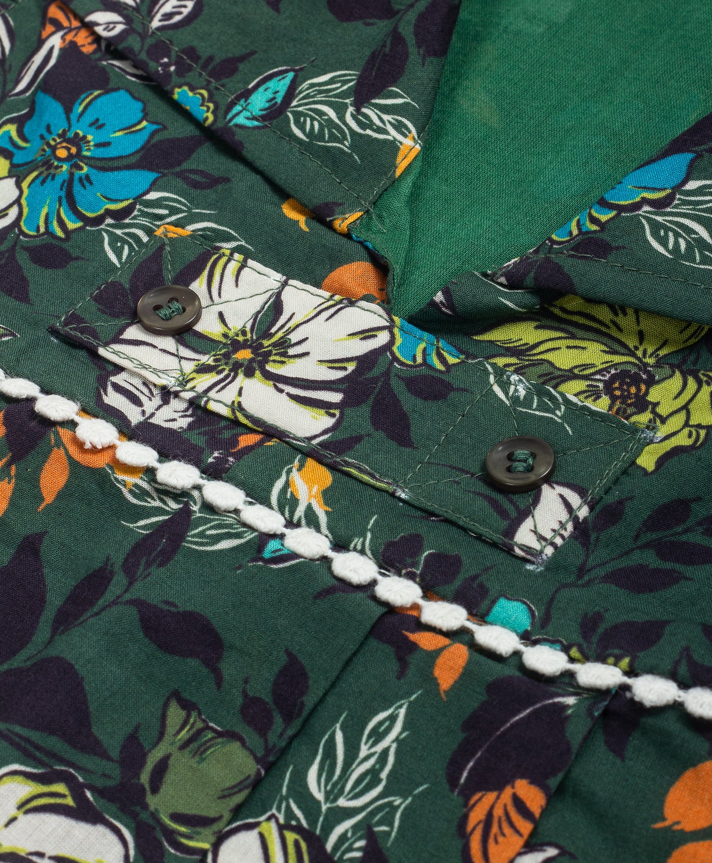 DEEP GREEN HIBISCUS FLORAL PRINT TOP