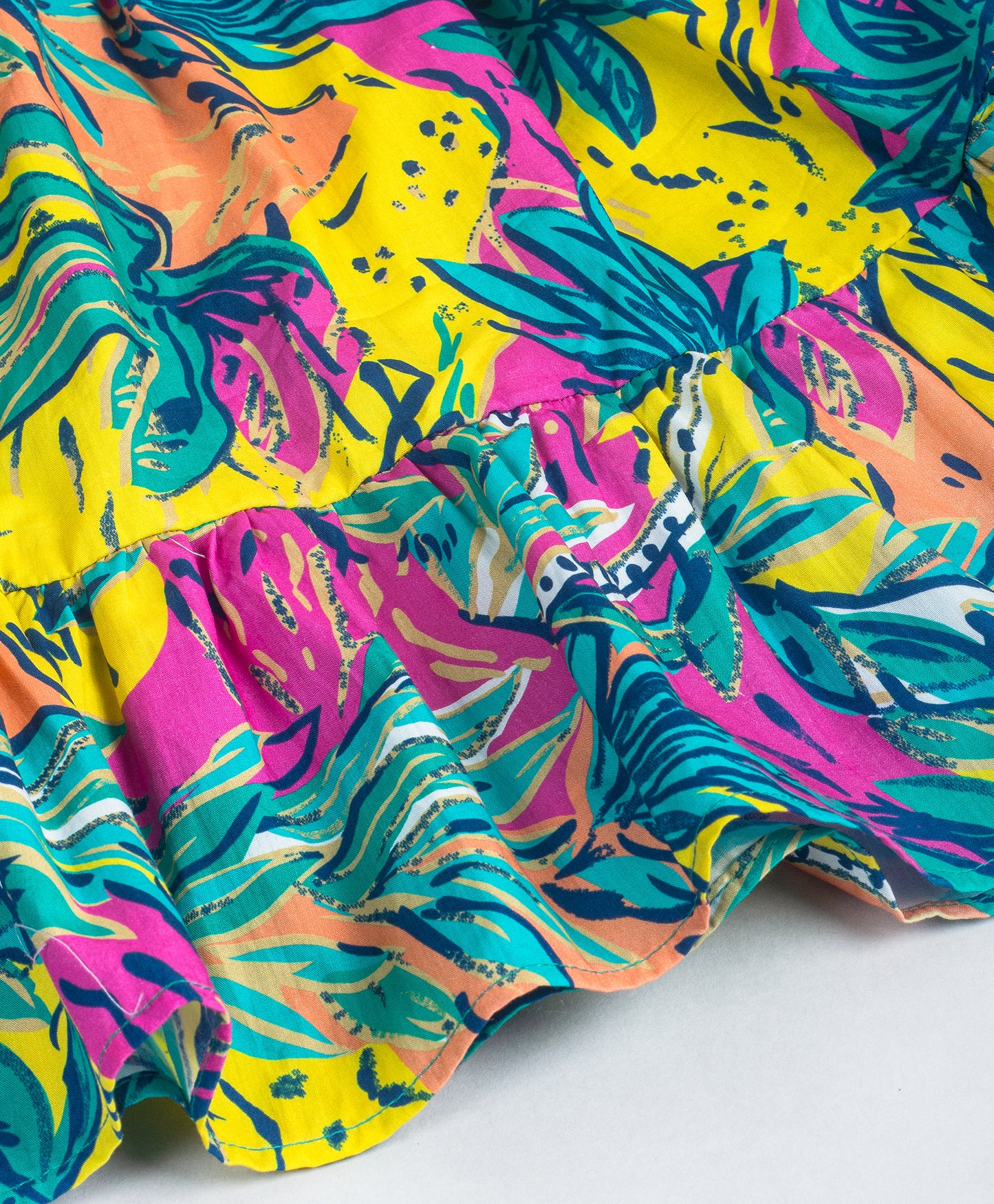 MULTI COLOR ALL OVER LEAVES PRINT DRESS