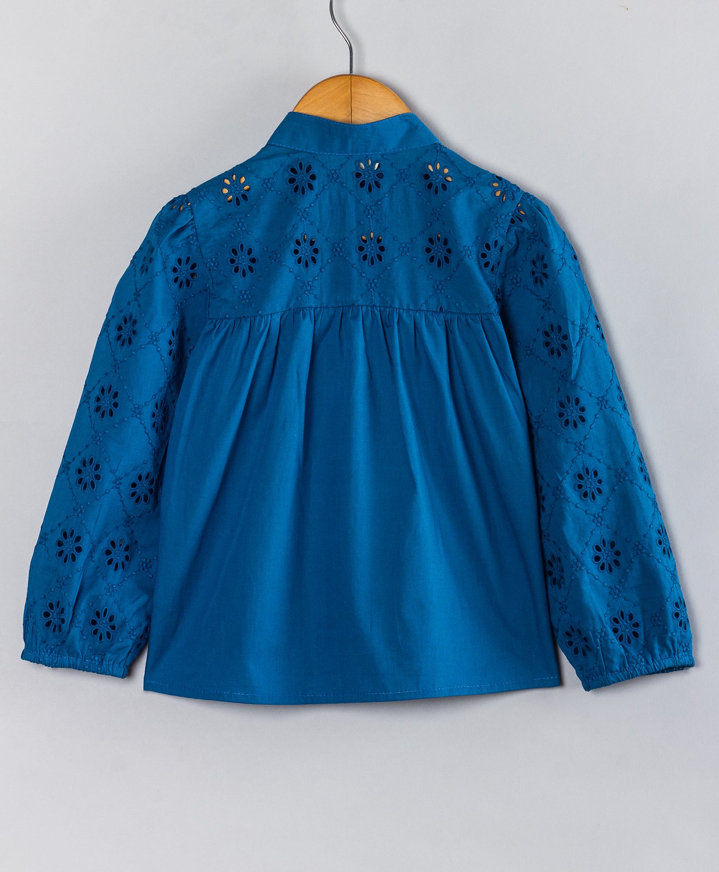 TEAL BLUE SCHIFFLI TOP