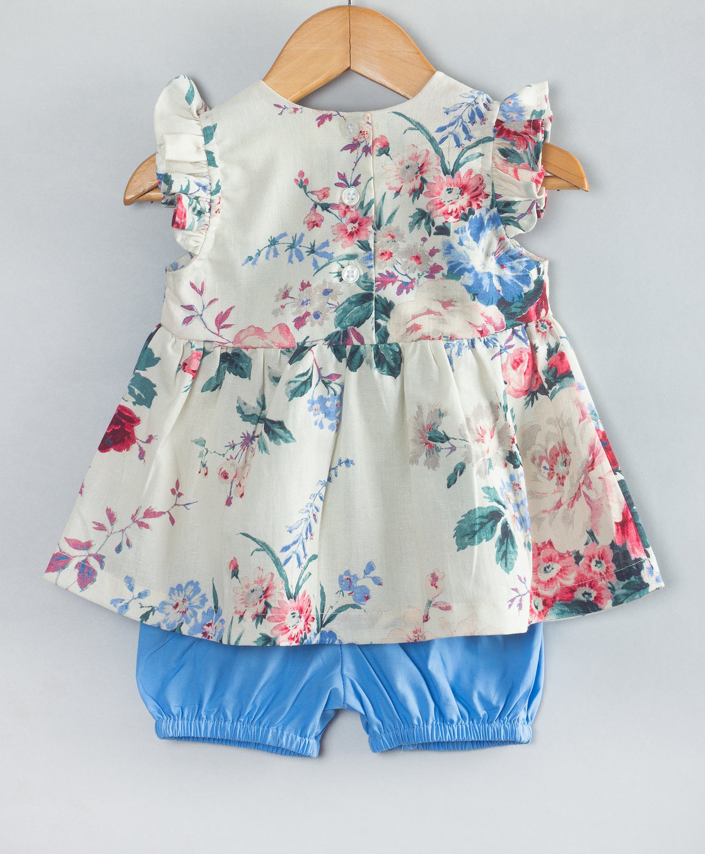 ENGLISH BLUE FLORAL PRINT INFANT SET