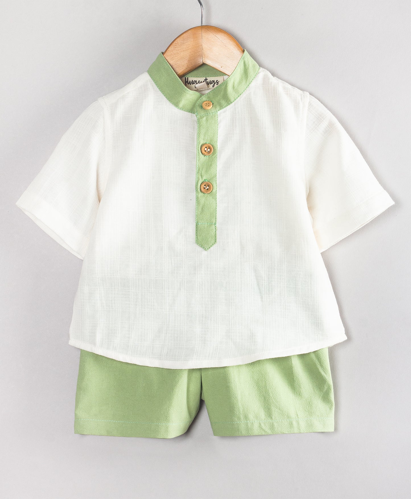 COLOR BLOCK WHITE/GREEN INFANT SHORTS SET