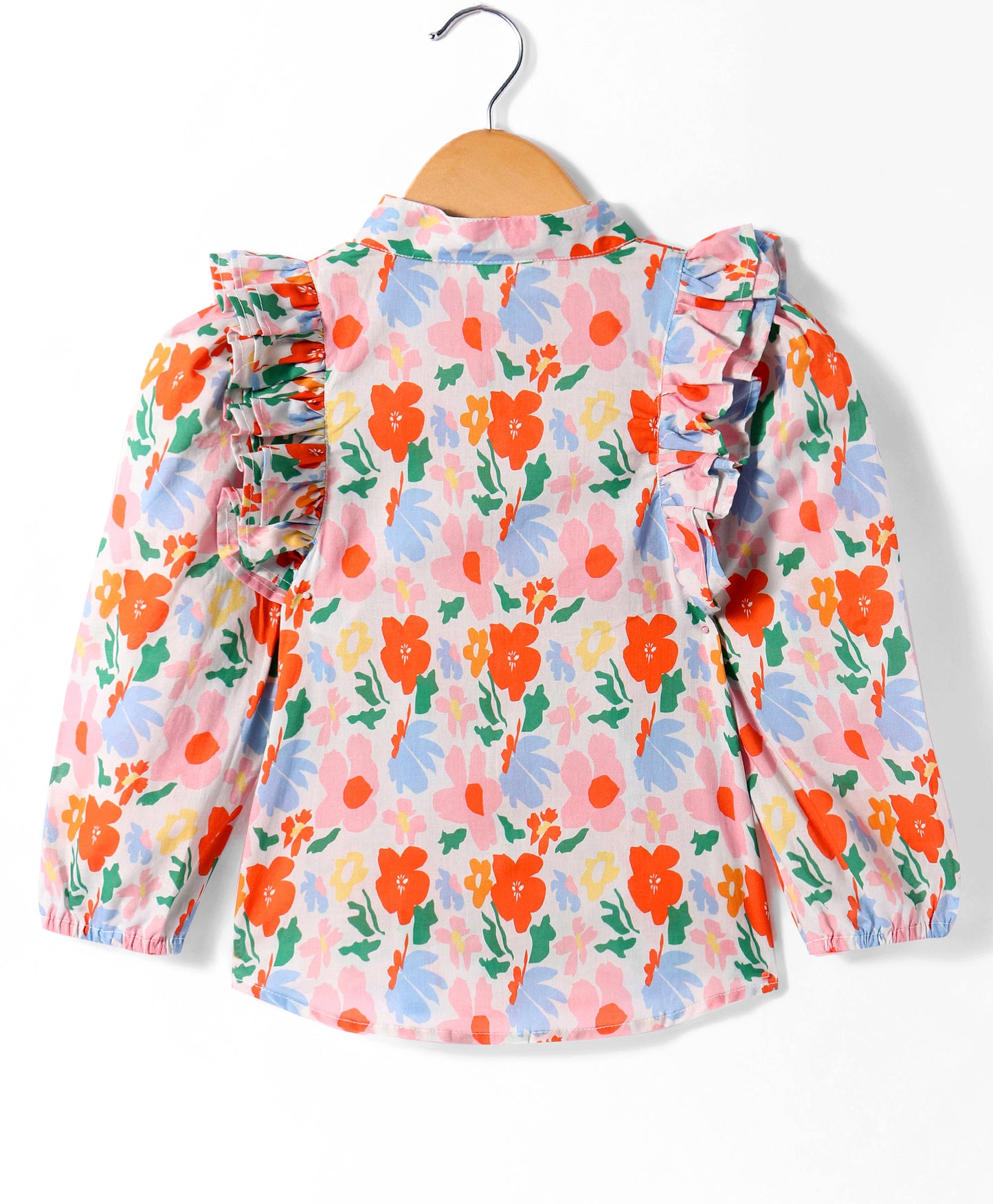 FLORAL PRINT TOP WITH FRILLS ON THE FRONT
