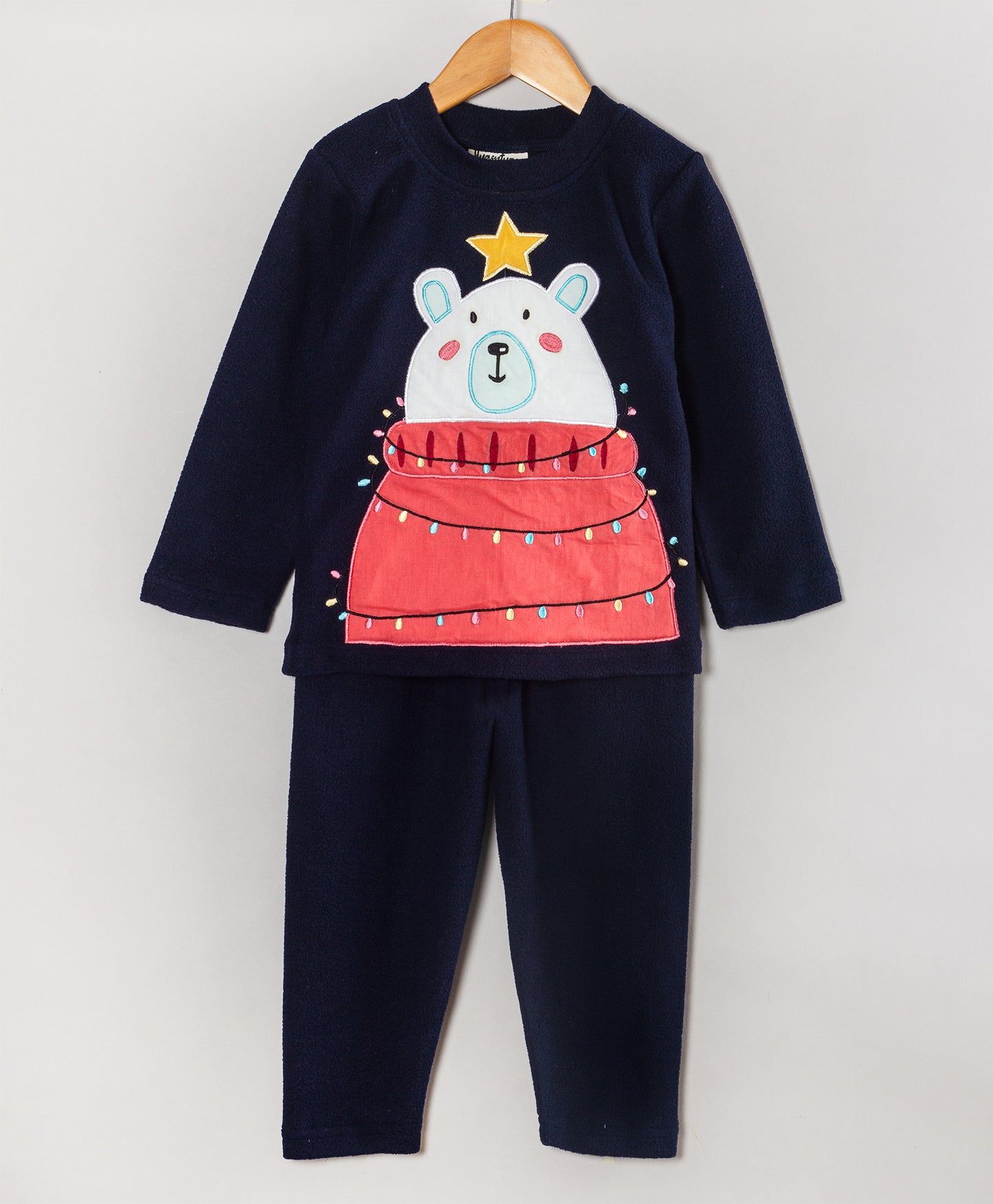 BEAR PATCHWORK NAVY FLEECE SET