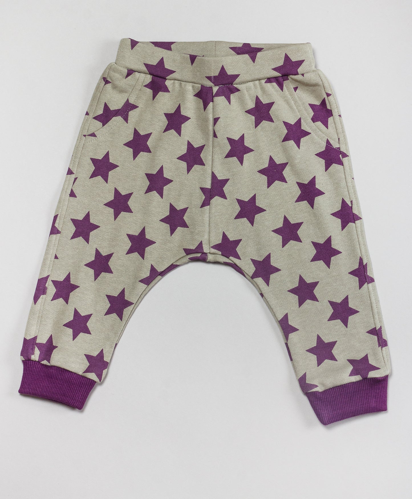 GREY PURPLE STAR PRINT OENSIE AND PJ INFANT SET