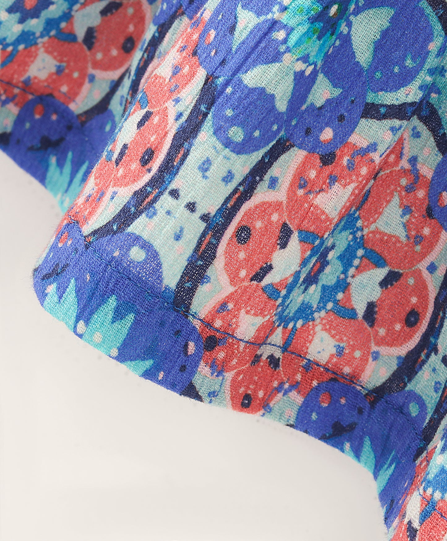 Sleeveless Frill Detailed & Kaleidoscope Printed A Line Top - Blue