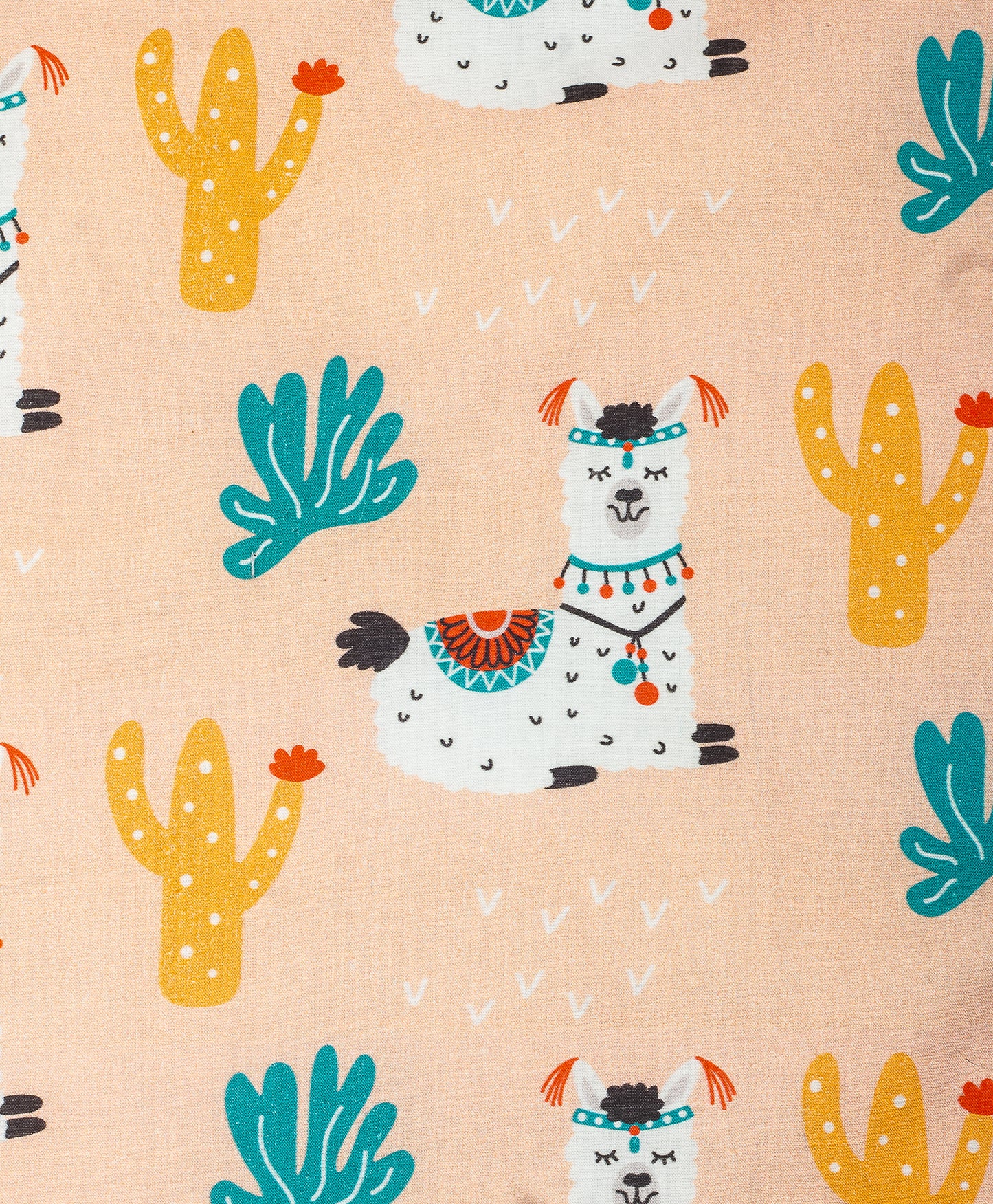 LLAMA PRINT AC QUILT WITH DITSY FLORAL PRINT LINING.