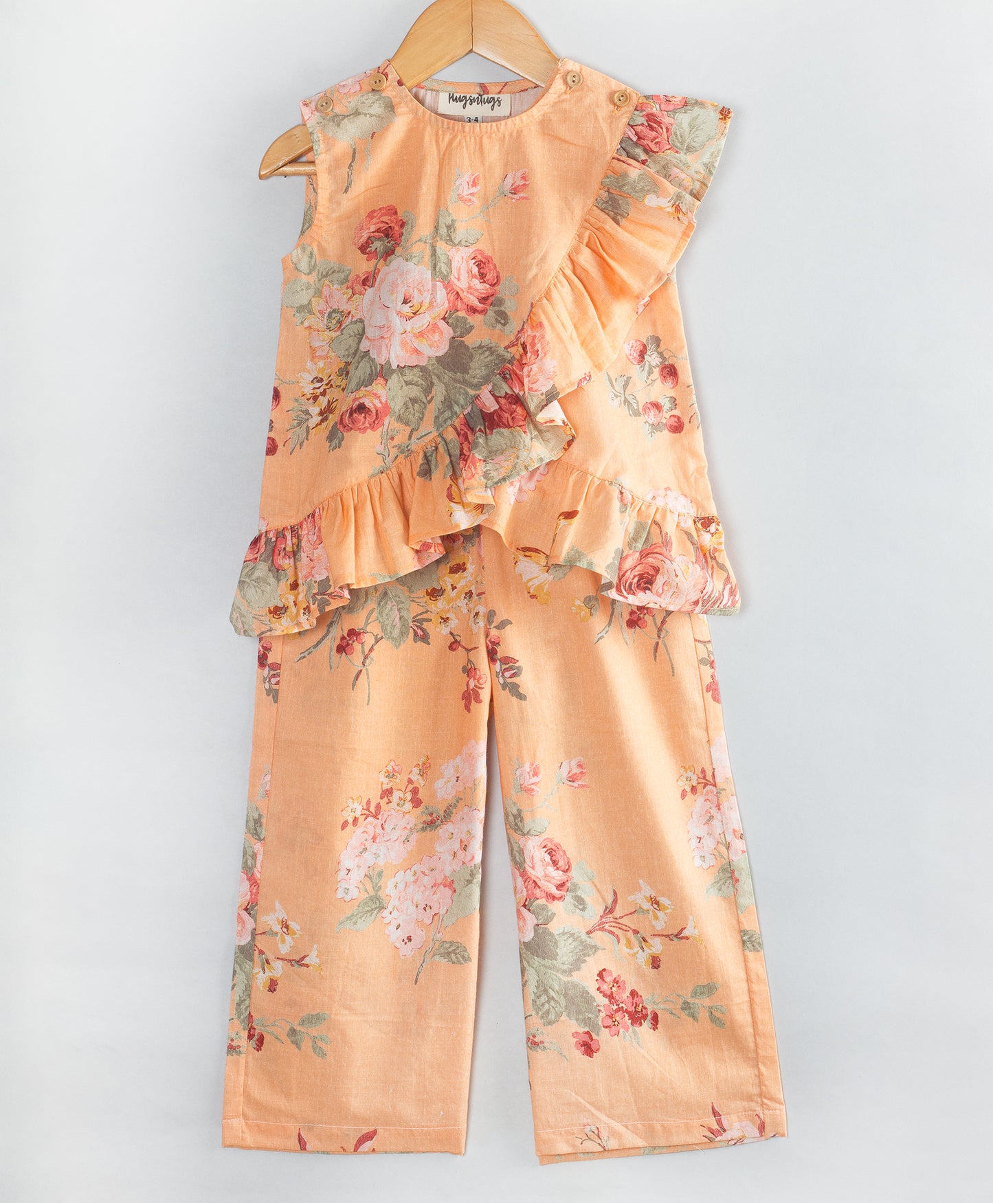 LIGHT ORANGE FLORAL PRINT COORDINATE SET