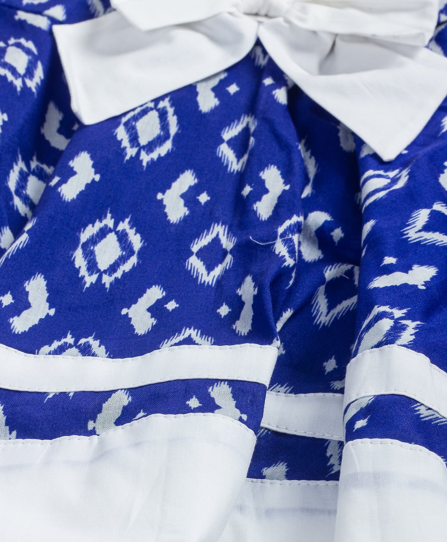 ROYAL BLUE PRINTED INFANT DRESS WITH BOW