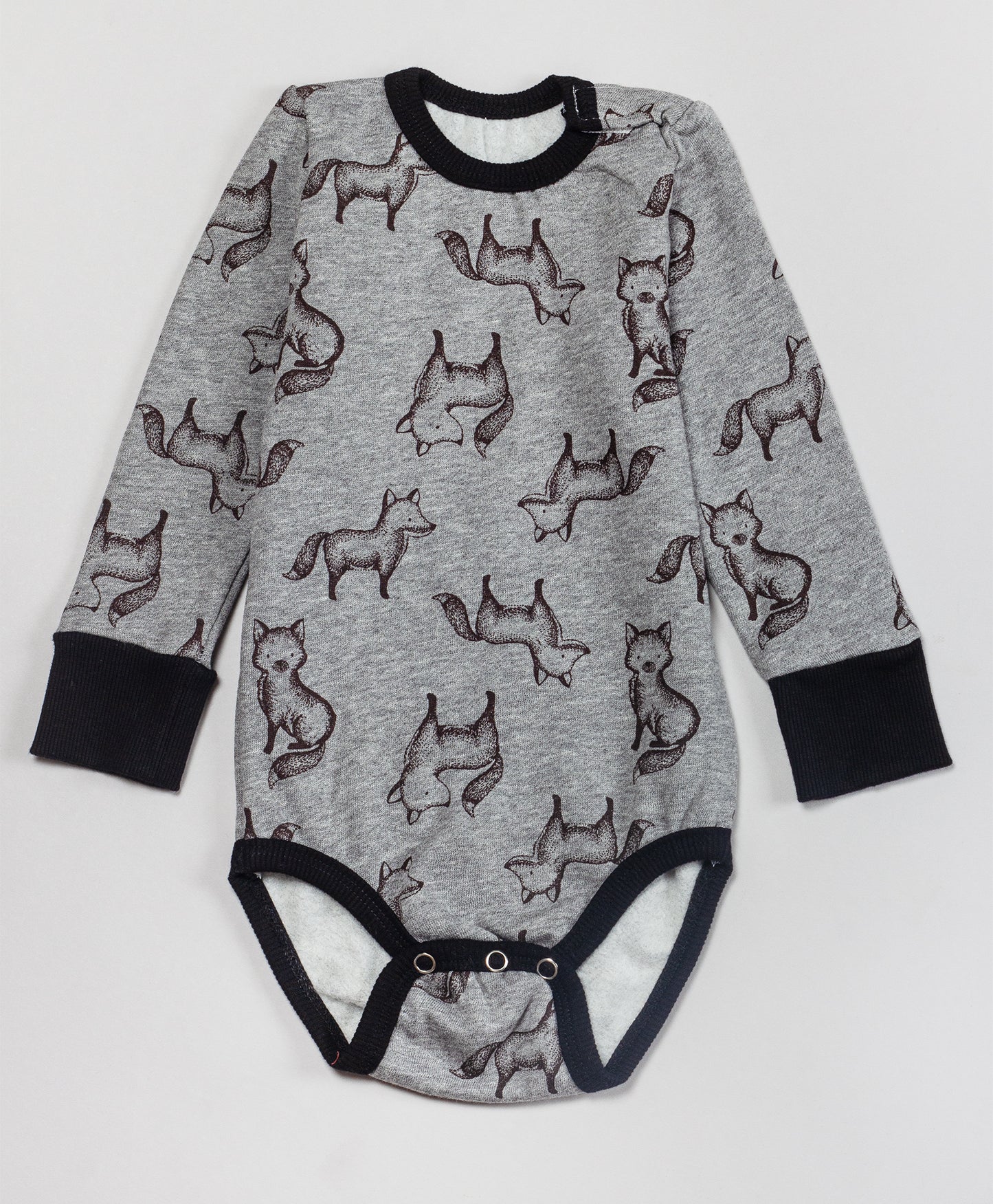GREY FOX PRINT ROMPER AND PJ INFANT SET