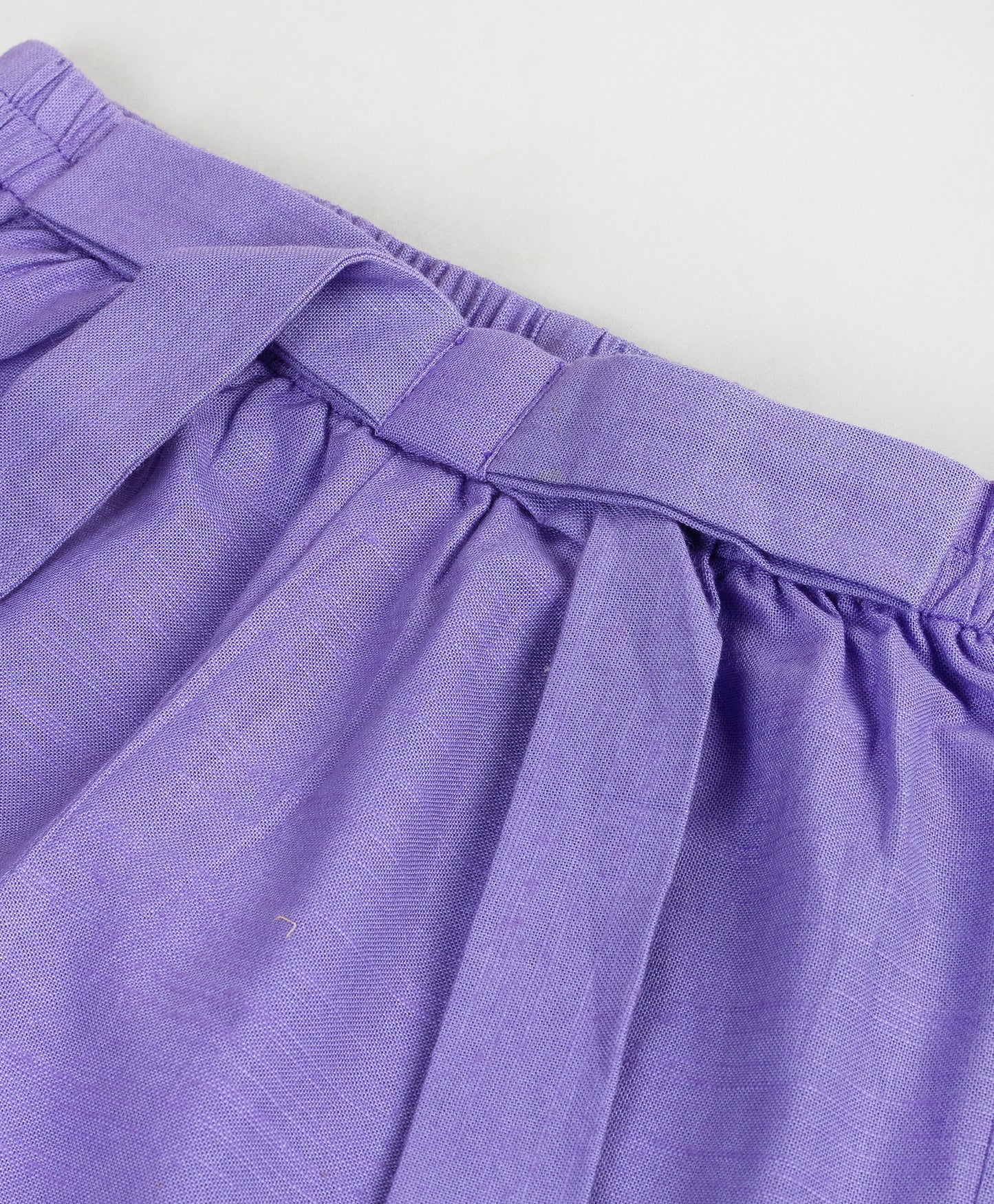 PURPLE SHORTS WITH BOW TIE UP AT WAIST