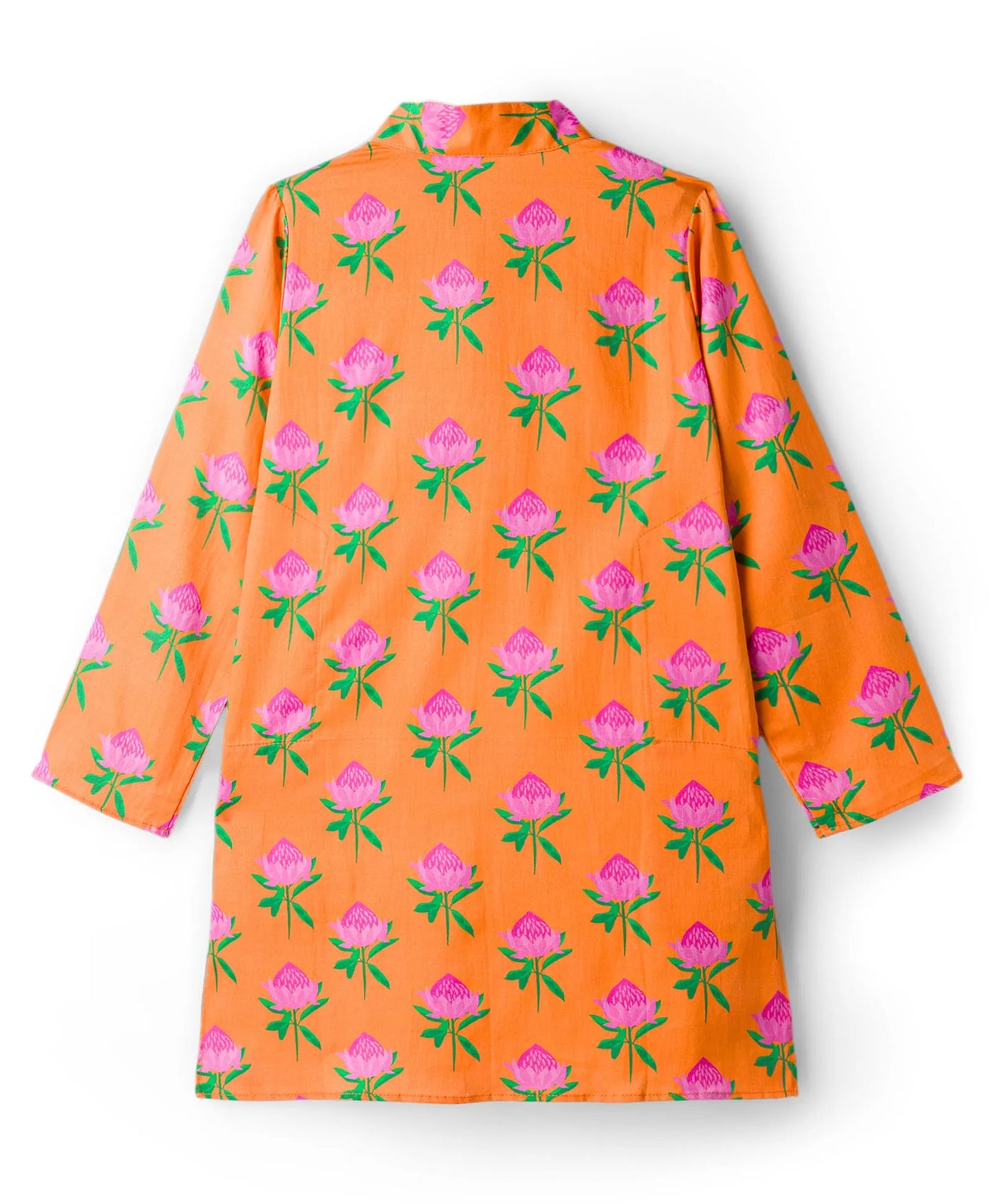 ORANGE LOTUS PRINT KURTA SET