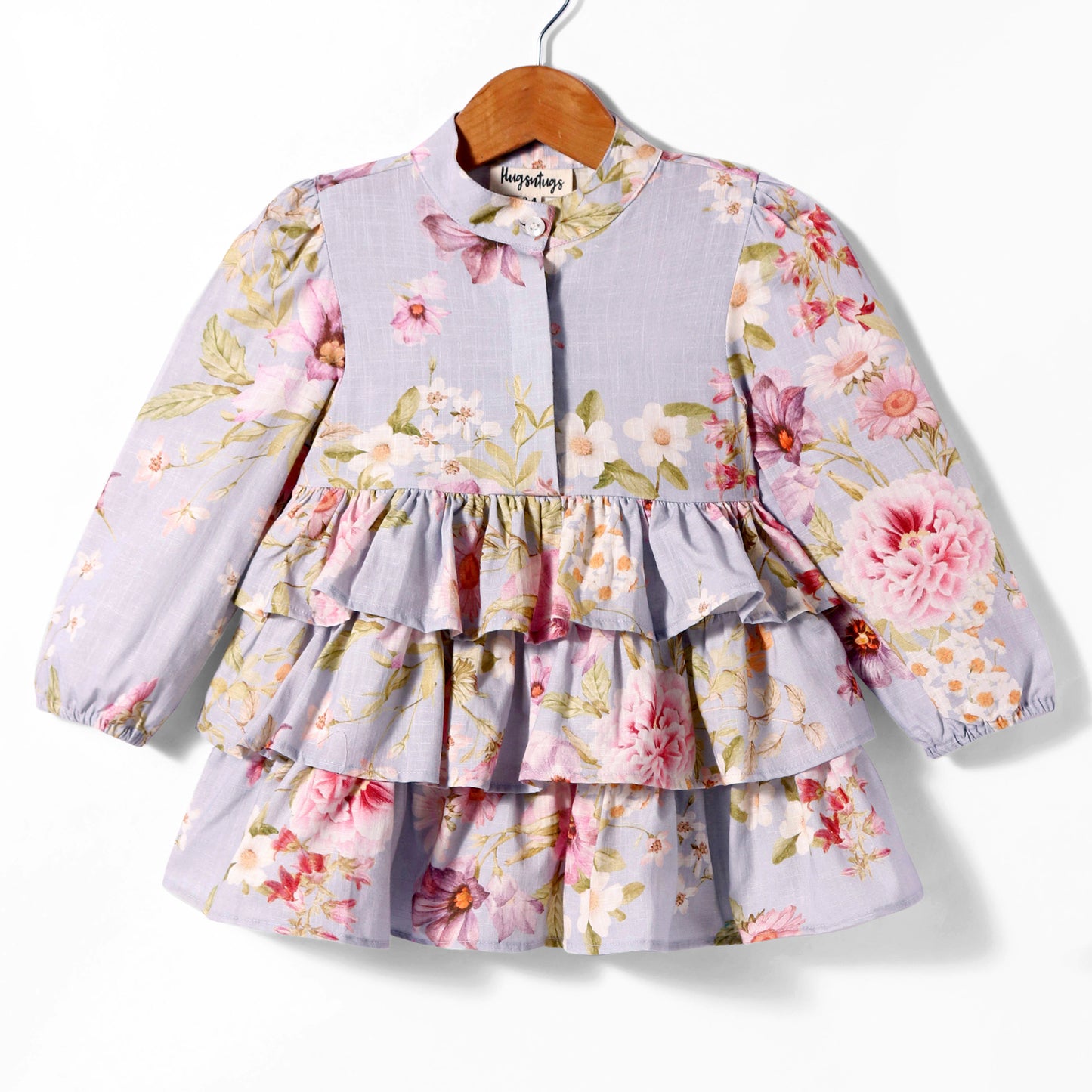 ENGLISH ROSE PRINT GREY FLORAL TOP