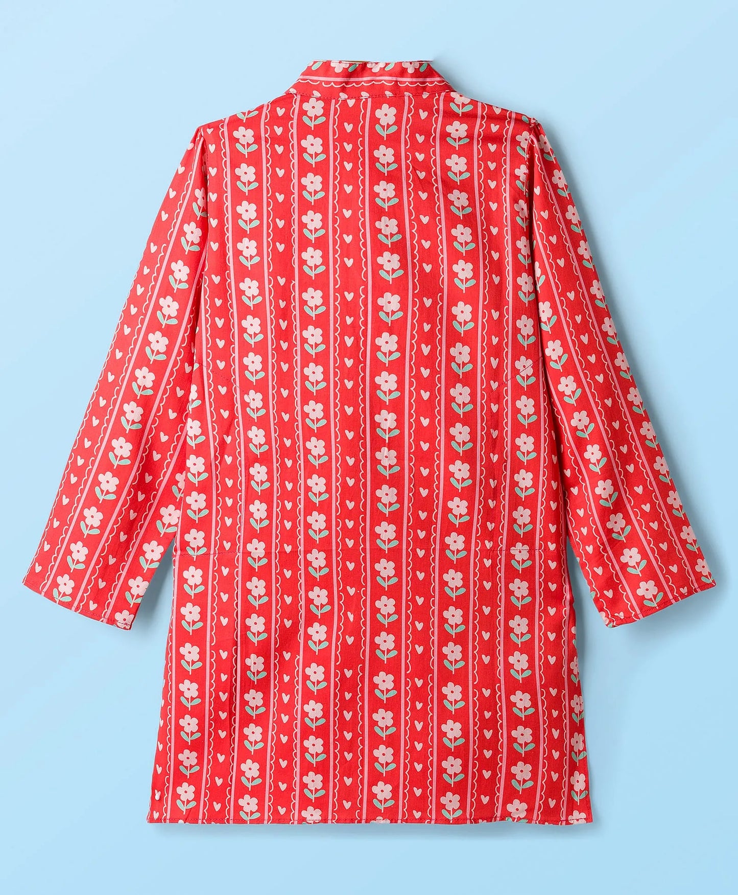 RED MOTIF FLORAL PRINT KURTA SET