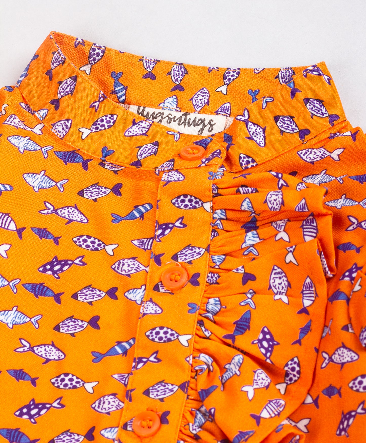 ORANGE FISH PRINT TOP