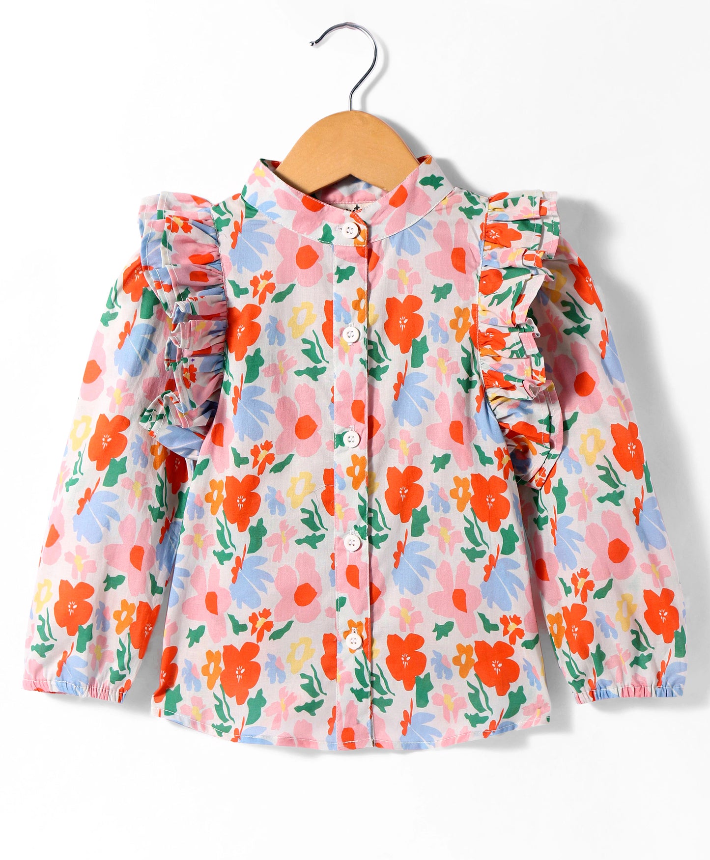 FLORAL PRINT TOP WITH FRILLS ON THE FRONT