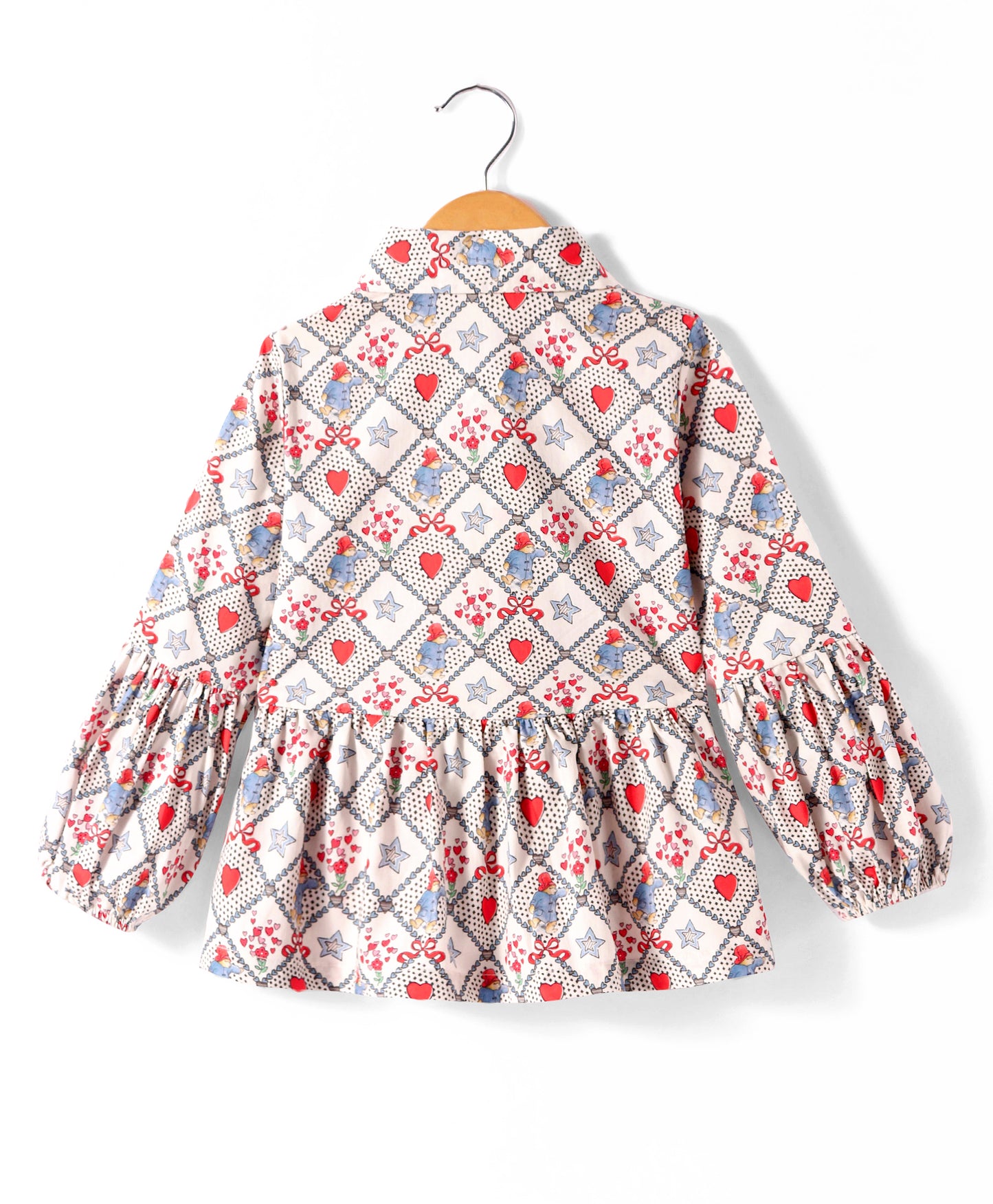 BUSY HEART IN CHECK PRINT WITH BOWTIE AT NECK