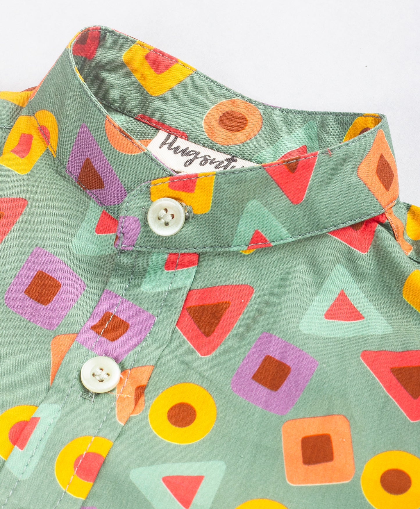 GREEN GEOMETRIC PRINT INFANT SHORTS SET