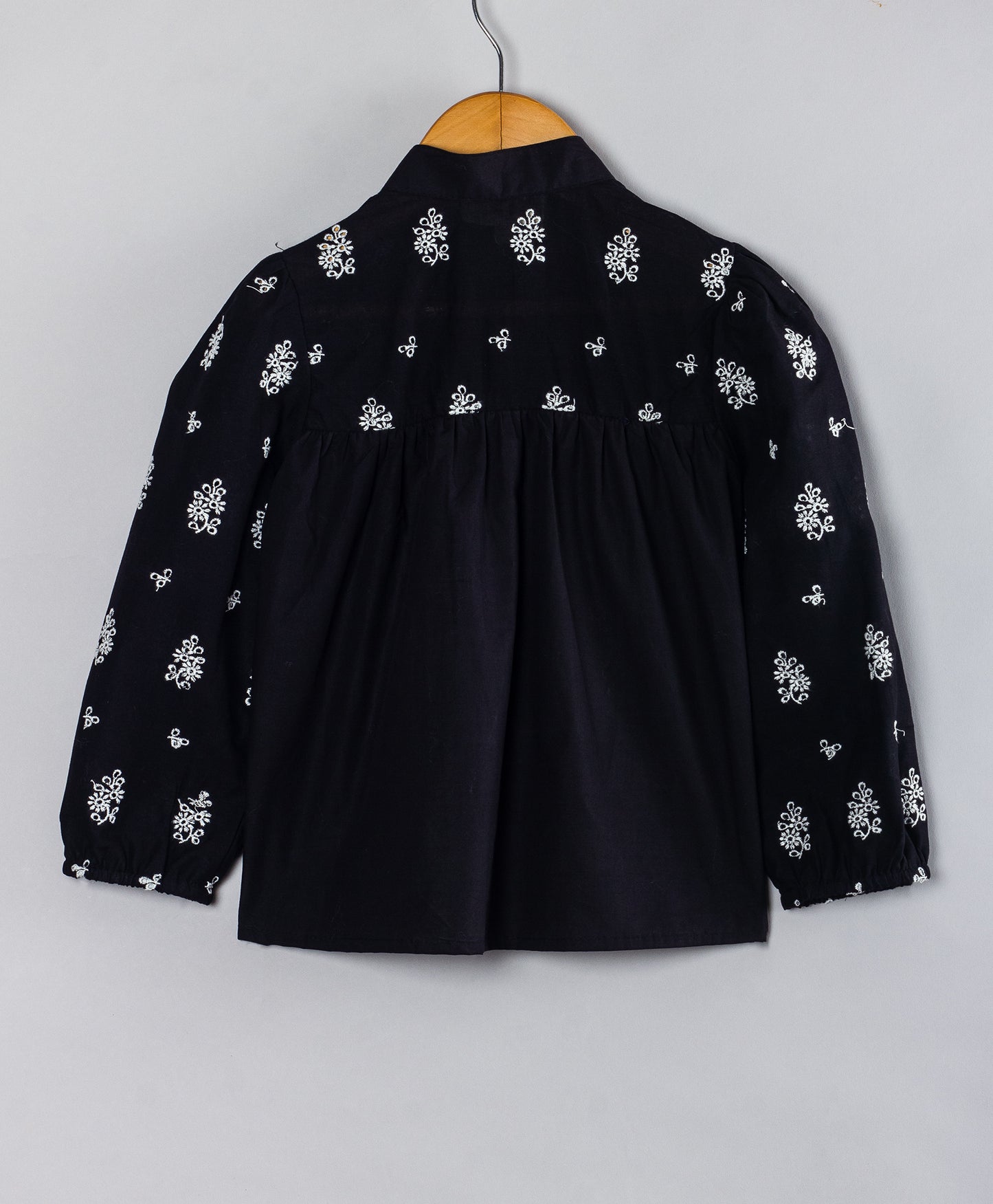 BLACK SCHIFFLI FULL SLEEVES TOP