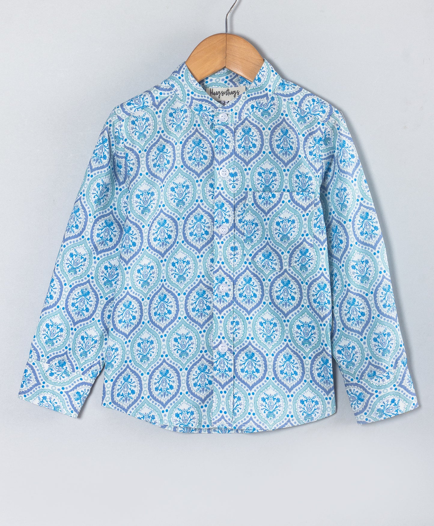 BLUE MOROCCAN TILE PRINT BOYS SHIRT