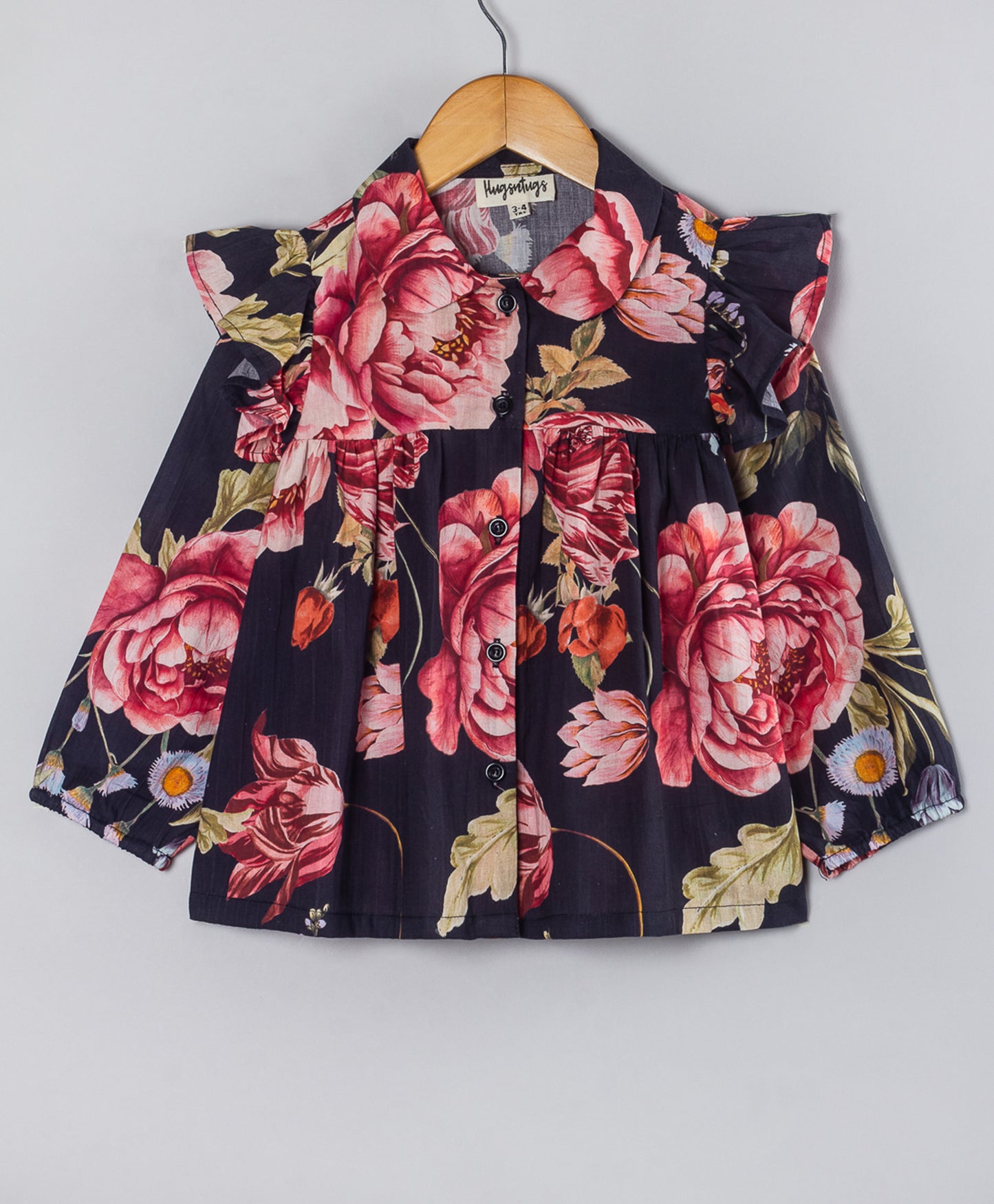 BLACK ROSE PRINT FULL SLEEVES TOP