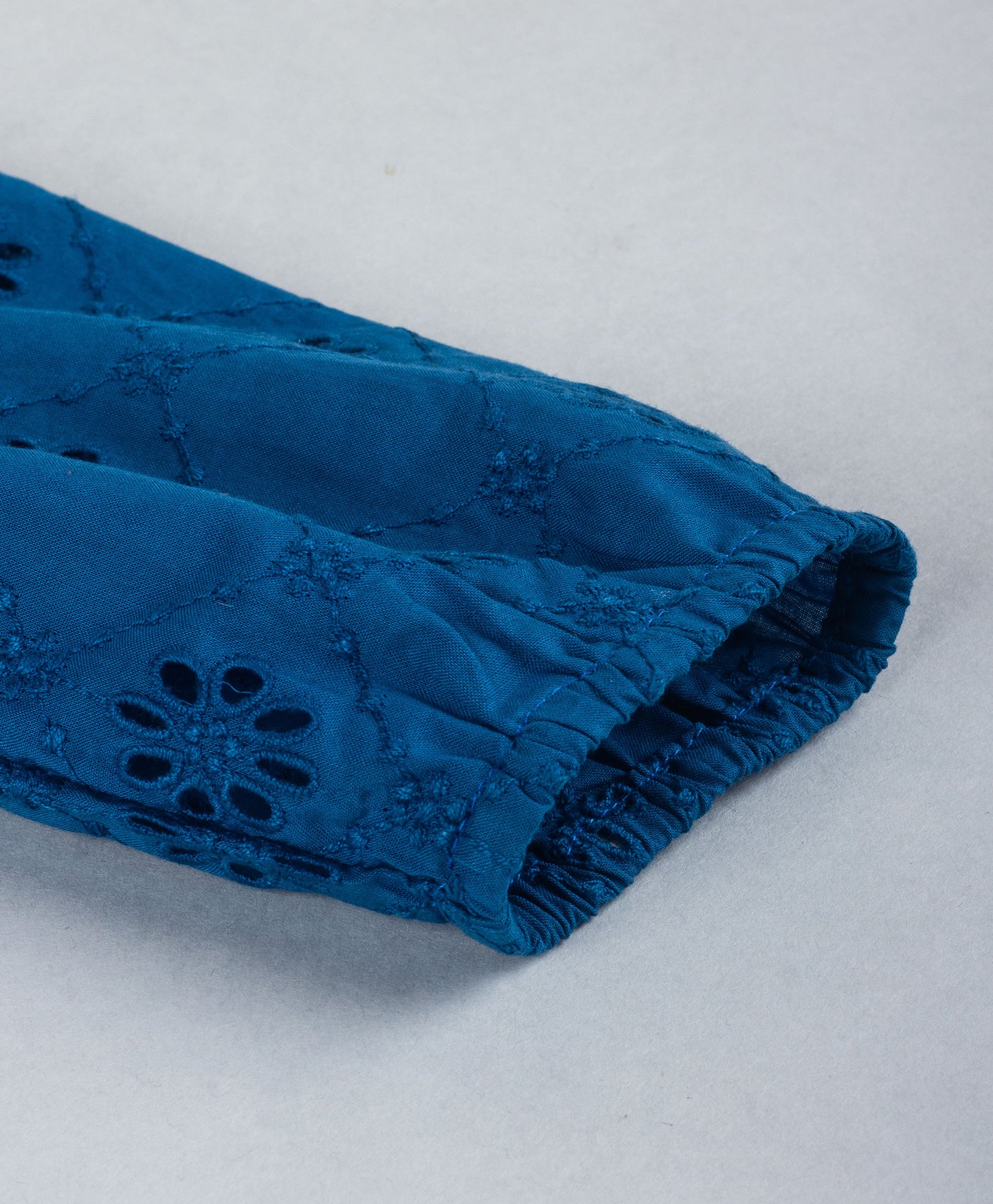 TEAL BLUE SCHIFFLI TOP