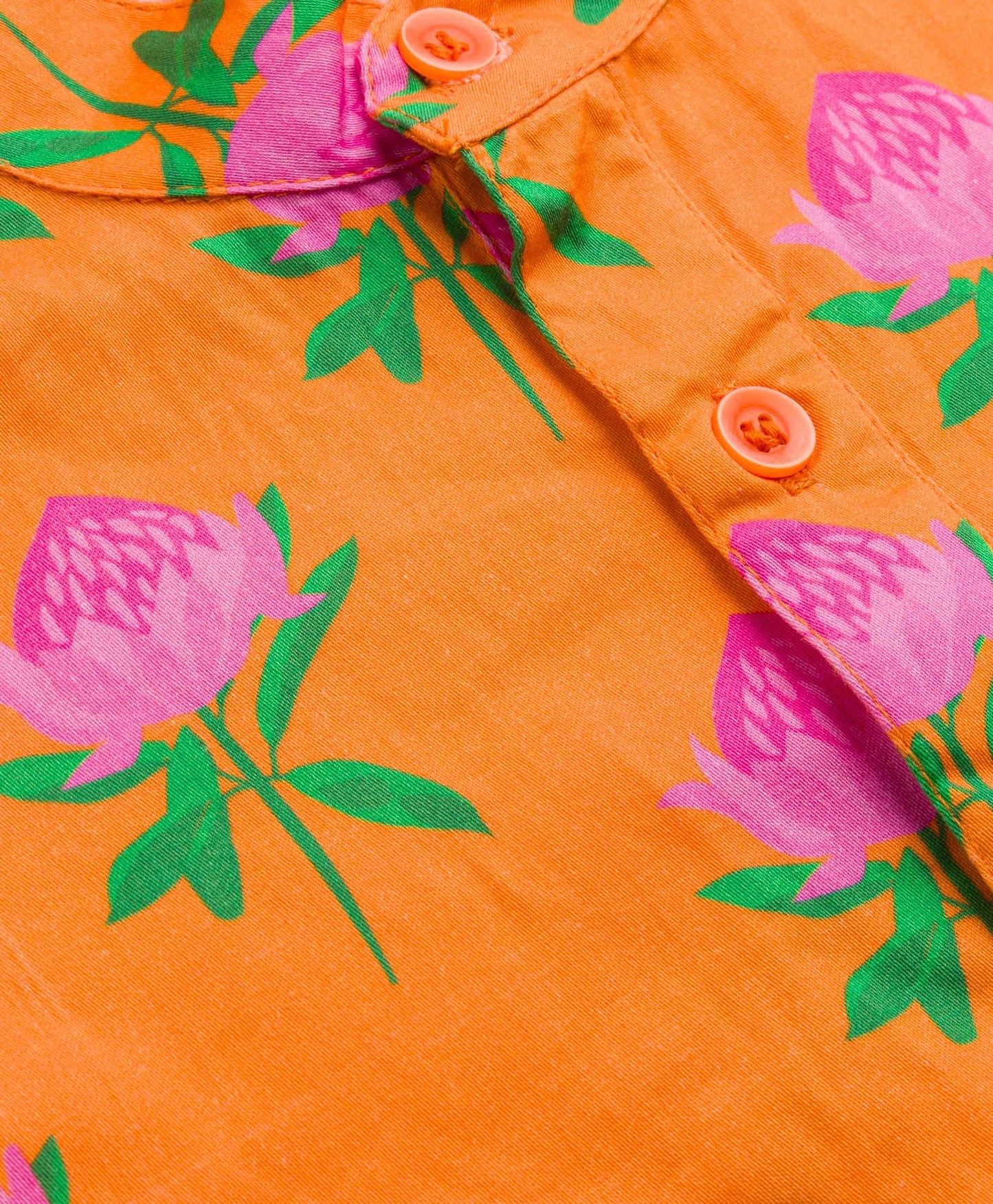 ORANGE LOTUS PRINT KURTA SET