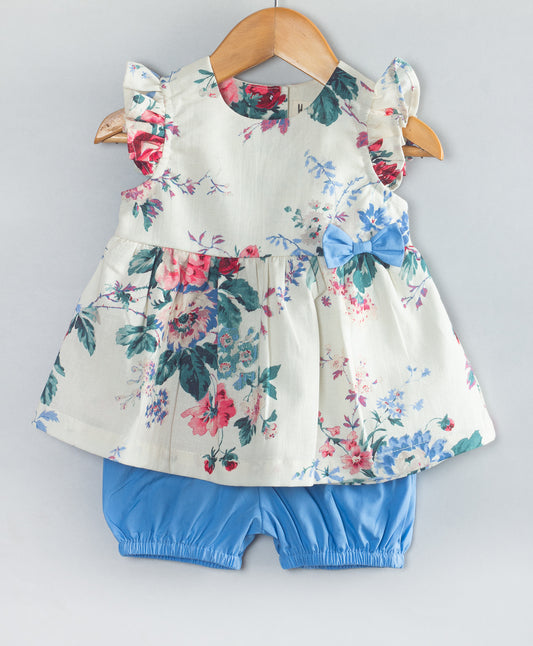ENGLISH BLUE FLORAL PRINT INFANT SET