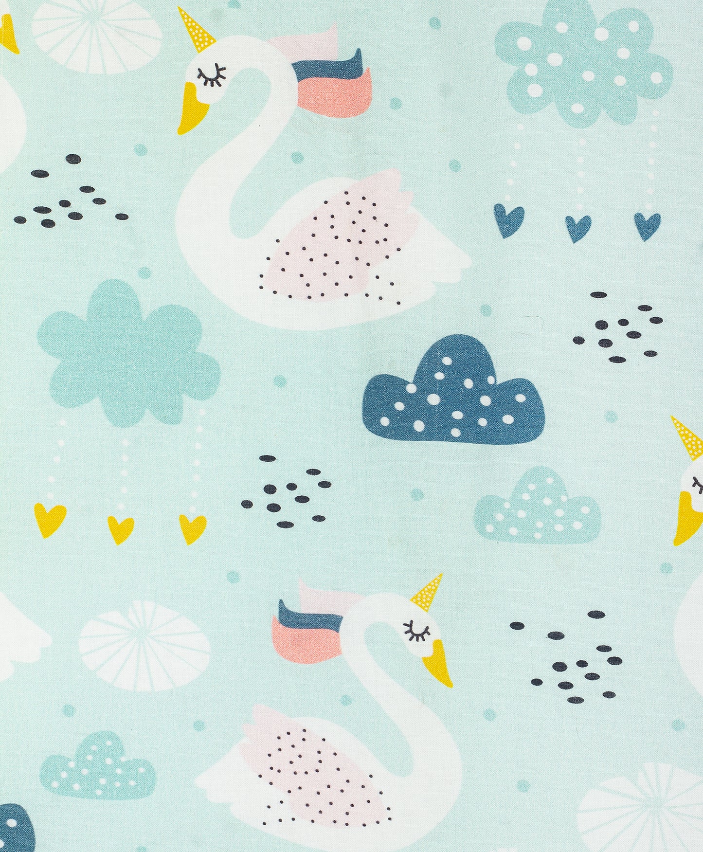 SWAN PRINT AC QUILT WITH HEART PRINT LINING.