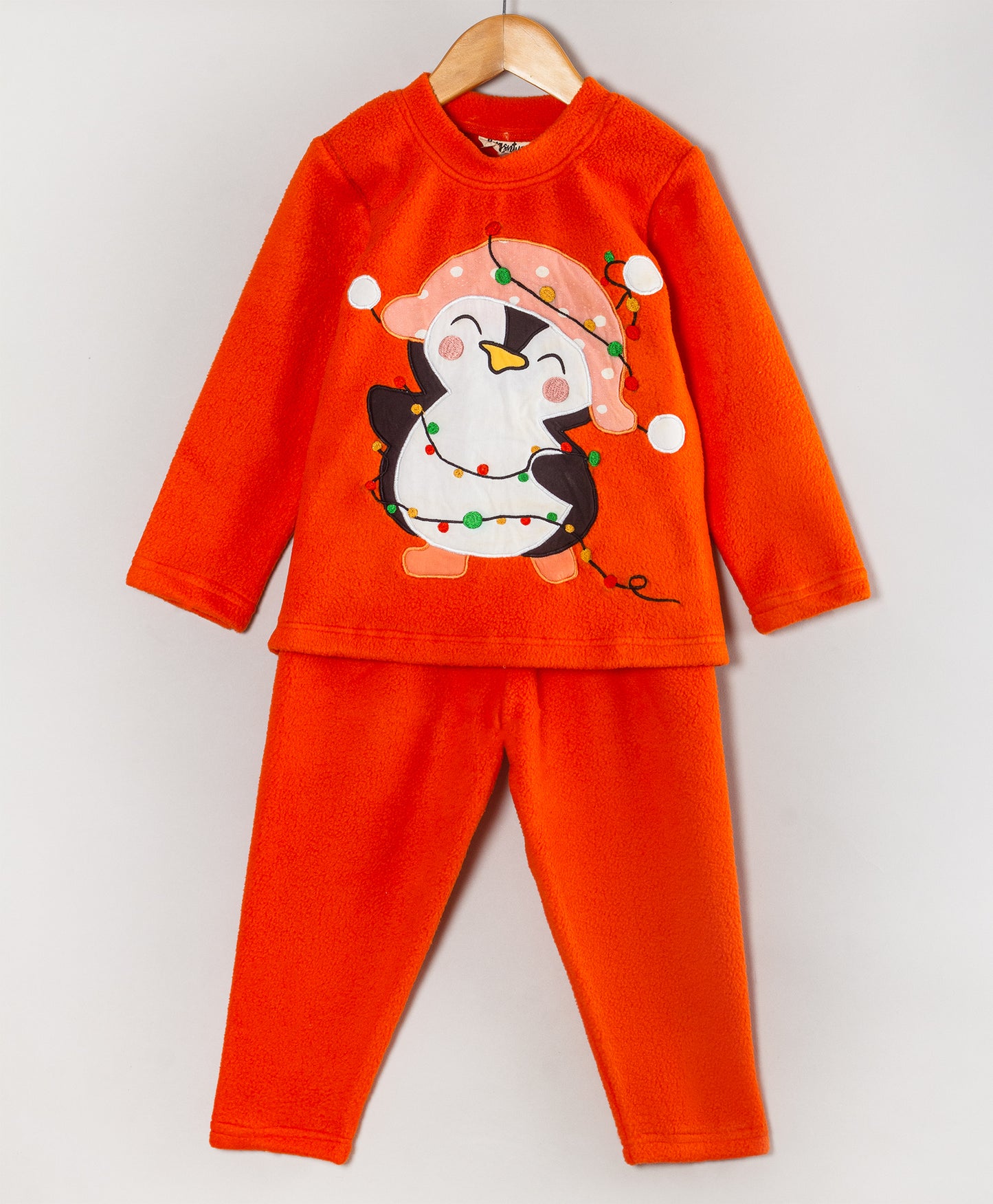 PENGUIN PATCHWORK ORANGE FLEECE SET