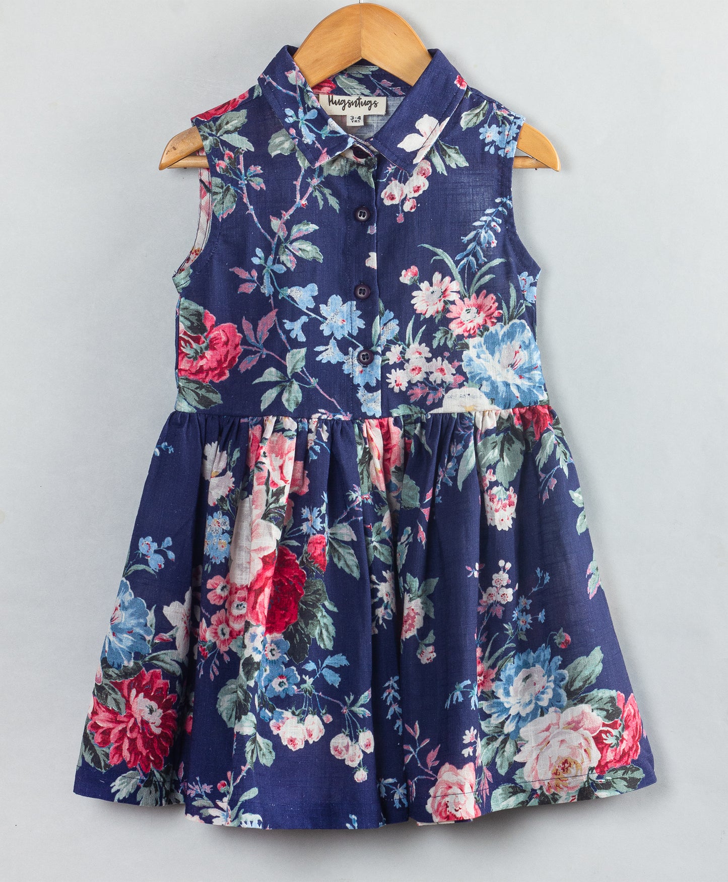 NAVY ENGLISH FLORAL PRINT DRESS