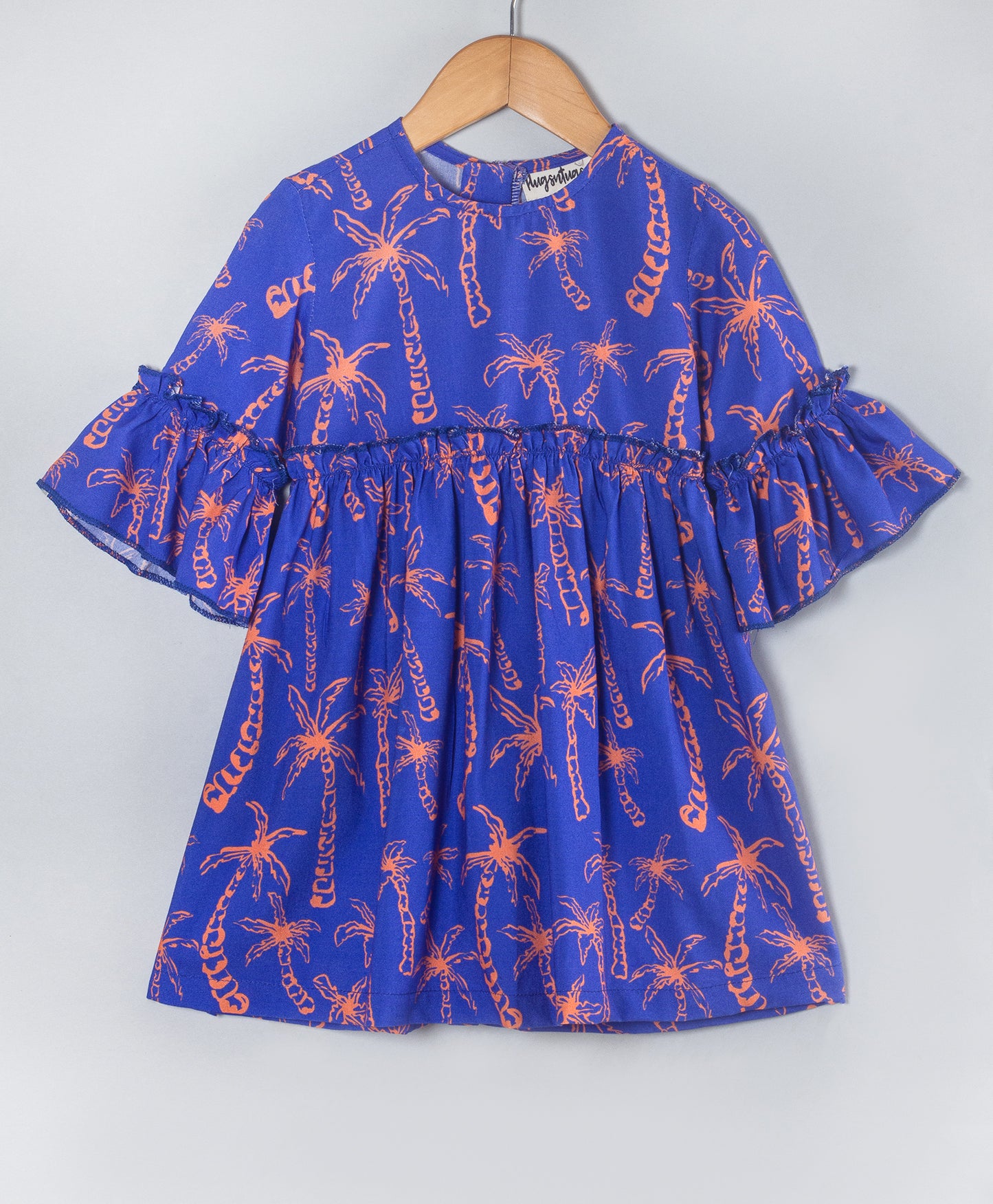 ROYAL BLUE PALM TREE PRINT DRESS
