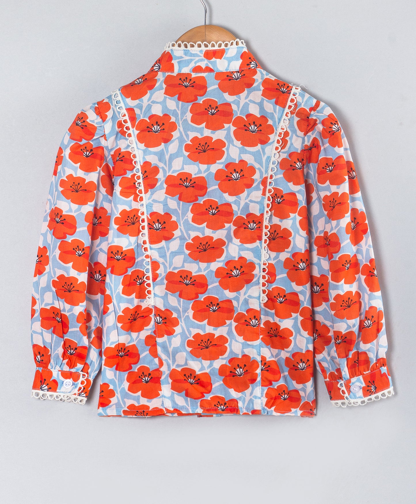 RED FLOWER PRINT TOP WITH FULL SLEEVES