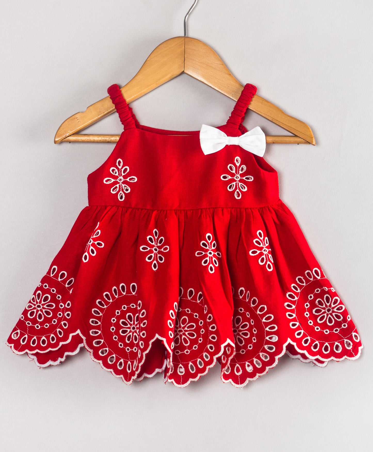 RED EMBROIDERED INFANT SET