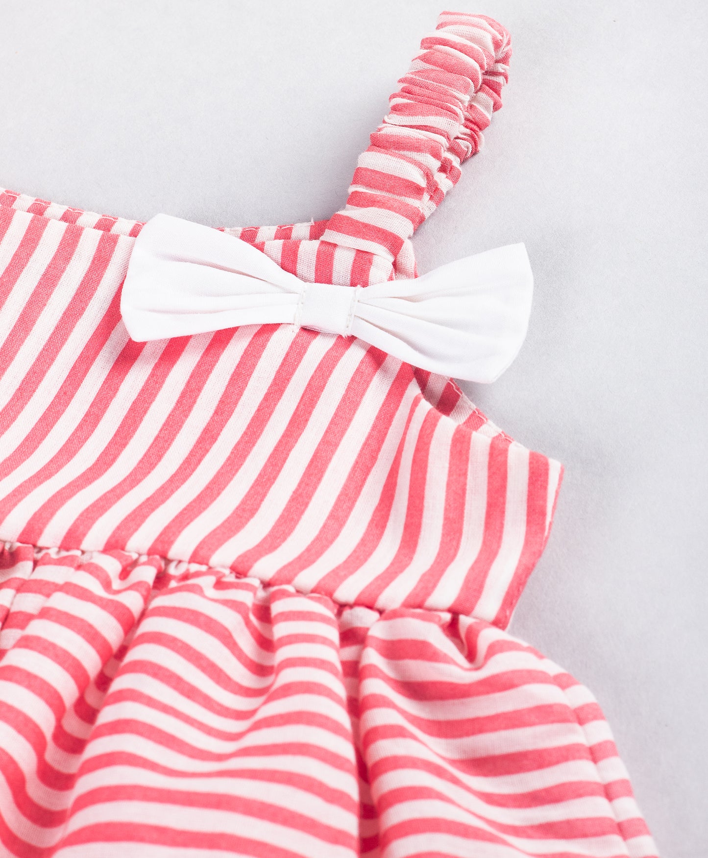 STRIPE PRINT INFANT SET WITH SCHIFFLI EMBROIDERY