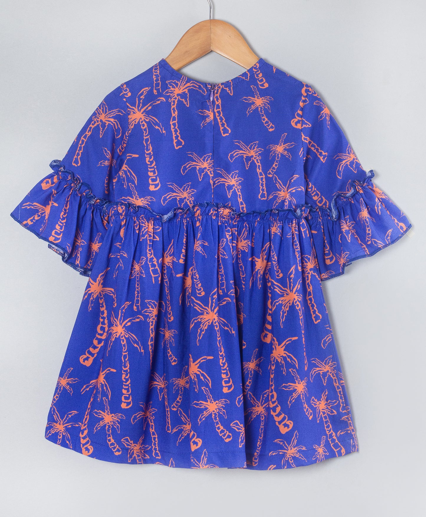 ROYAL BLUE PALM TREE PRINT DRESS